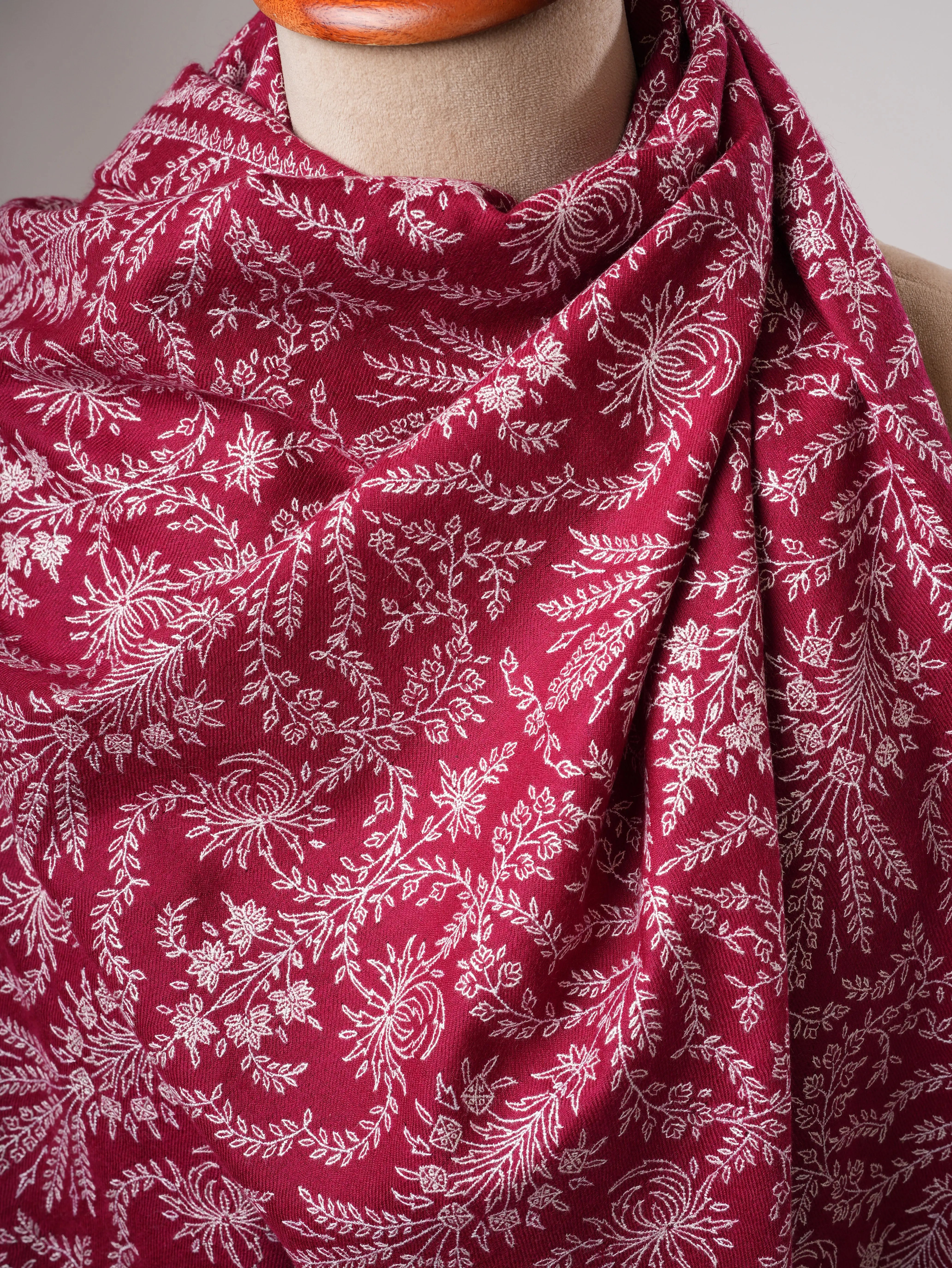 Neem Jamavar Hand Needlework Shahkaar Heirloom Pashmina Shawl Shahkaar