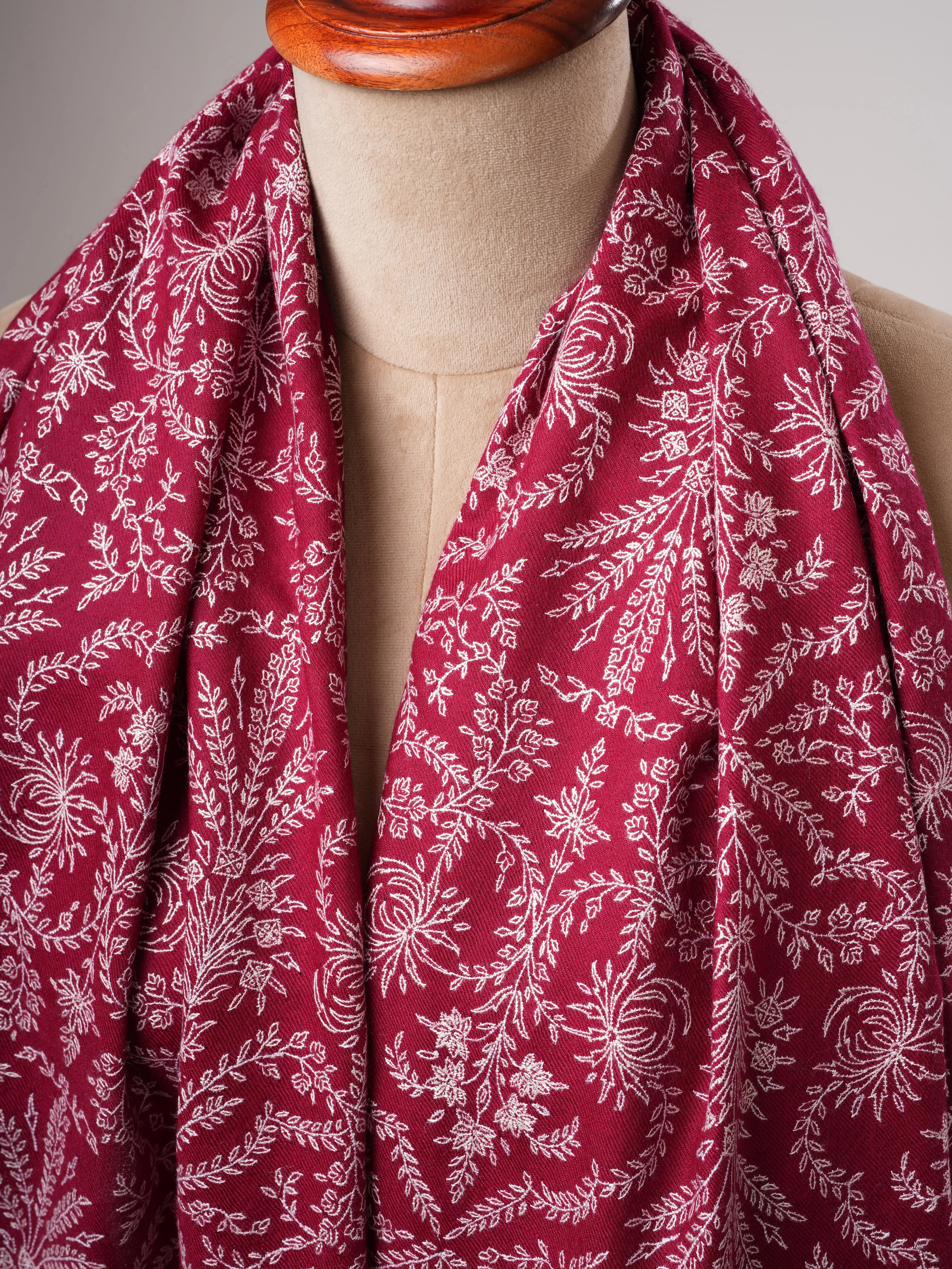 Neem Jamavar Hand Needlework Shahkaar Heirloom Pashmina Shawl Shahkaar