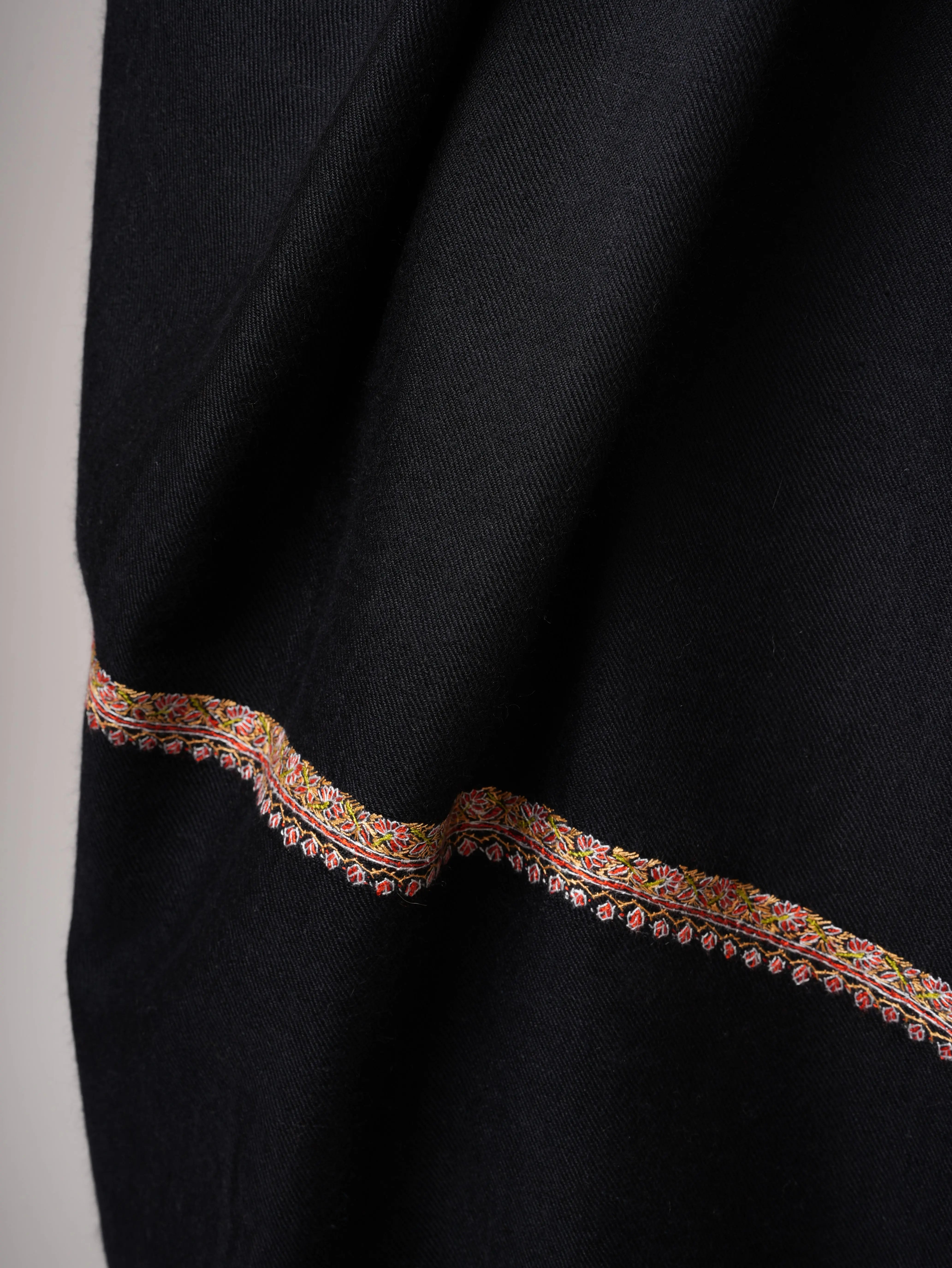 Black Bail Embroidered Soft Pashmina Shawl – Kashmiri Shawl Shahkaar