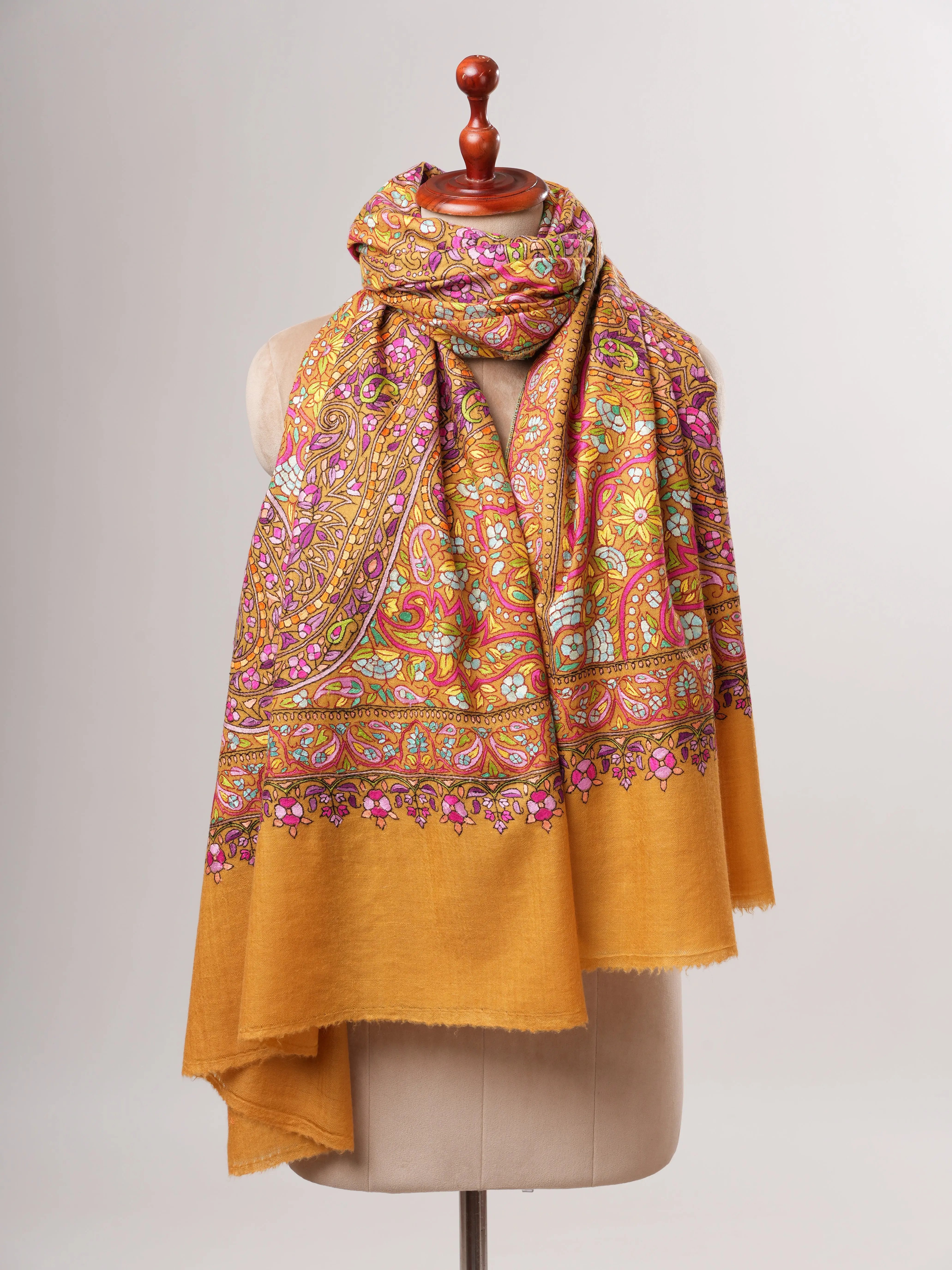 Hand Embroidered Papier Mâché Jamavar Pashmina Shawl Shahkaar