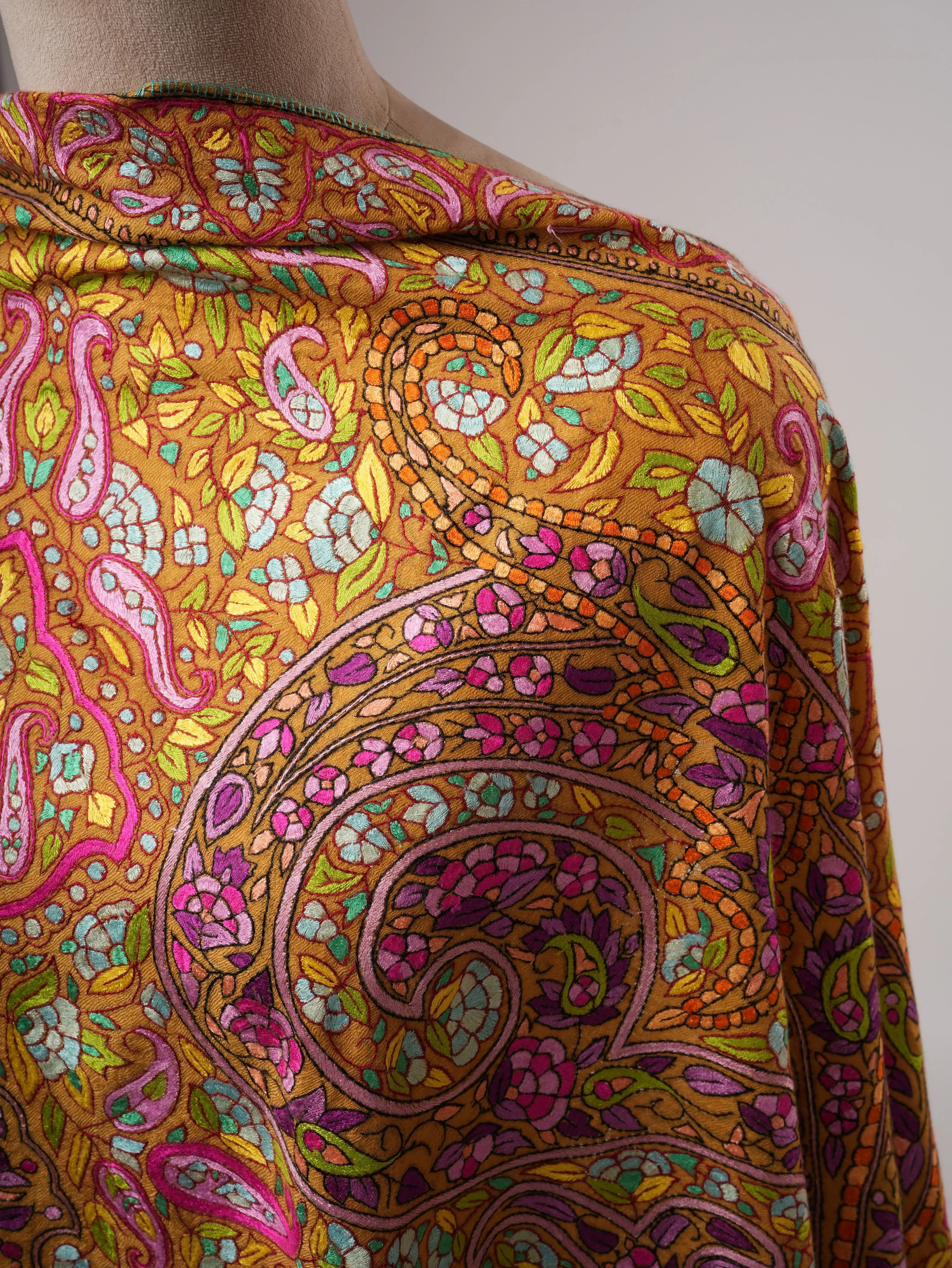 Hand Embroidered Papier Mâché Jamavar Pashmina Shawl Shahkaar
