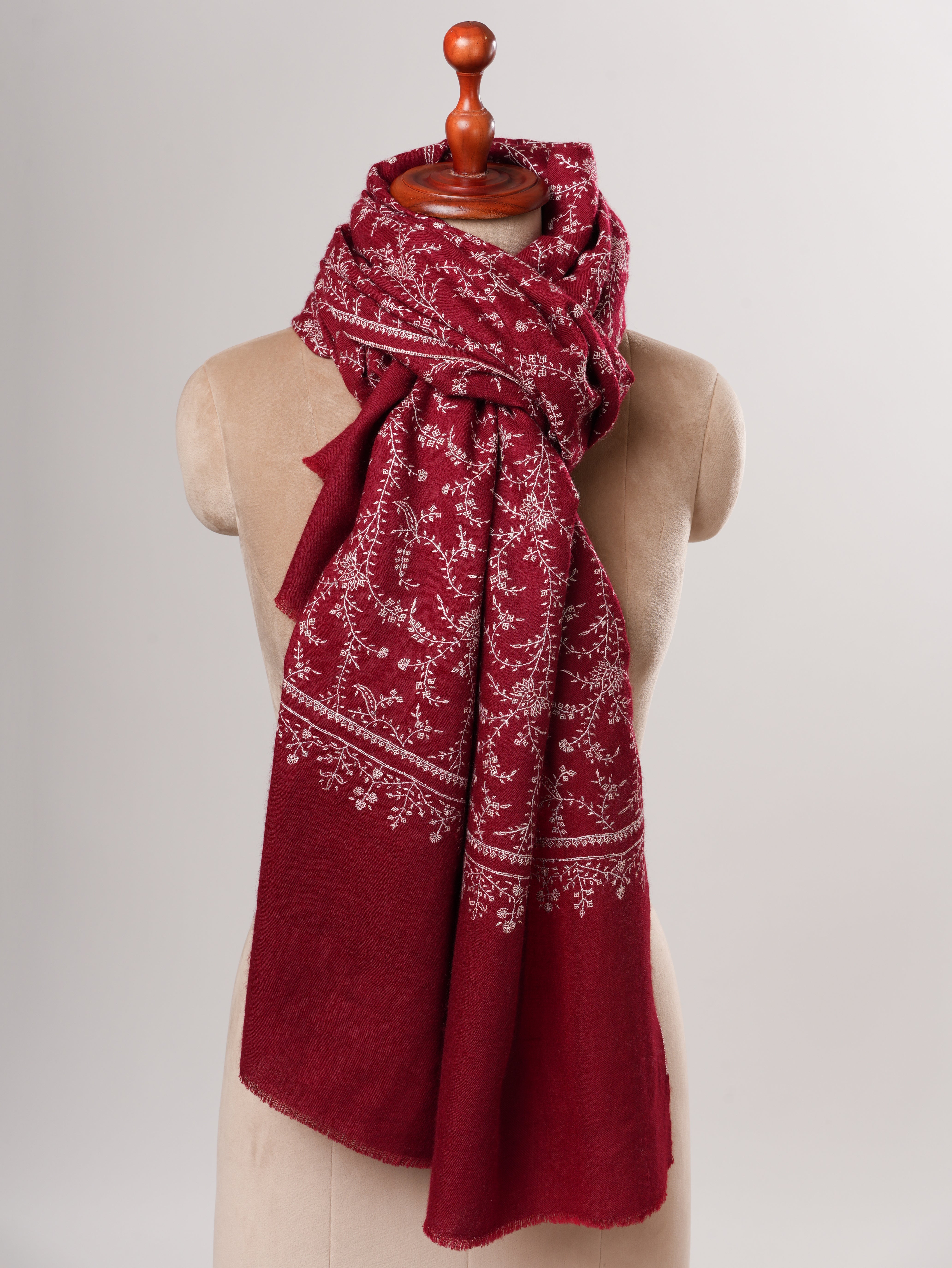 Hand Embroidered Jali Baby Soft Shahkaar Pashmina Shawl Shahkaar