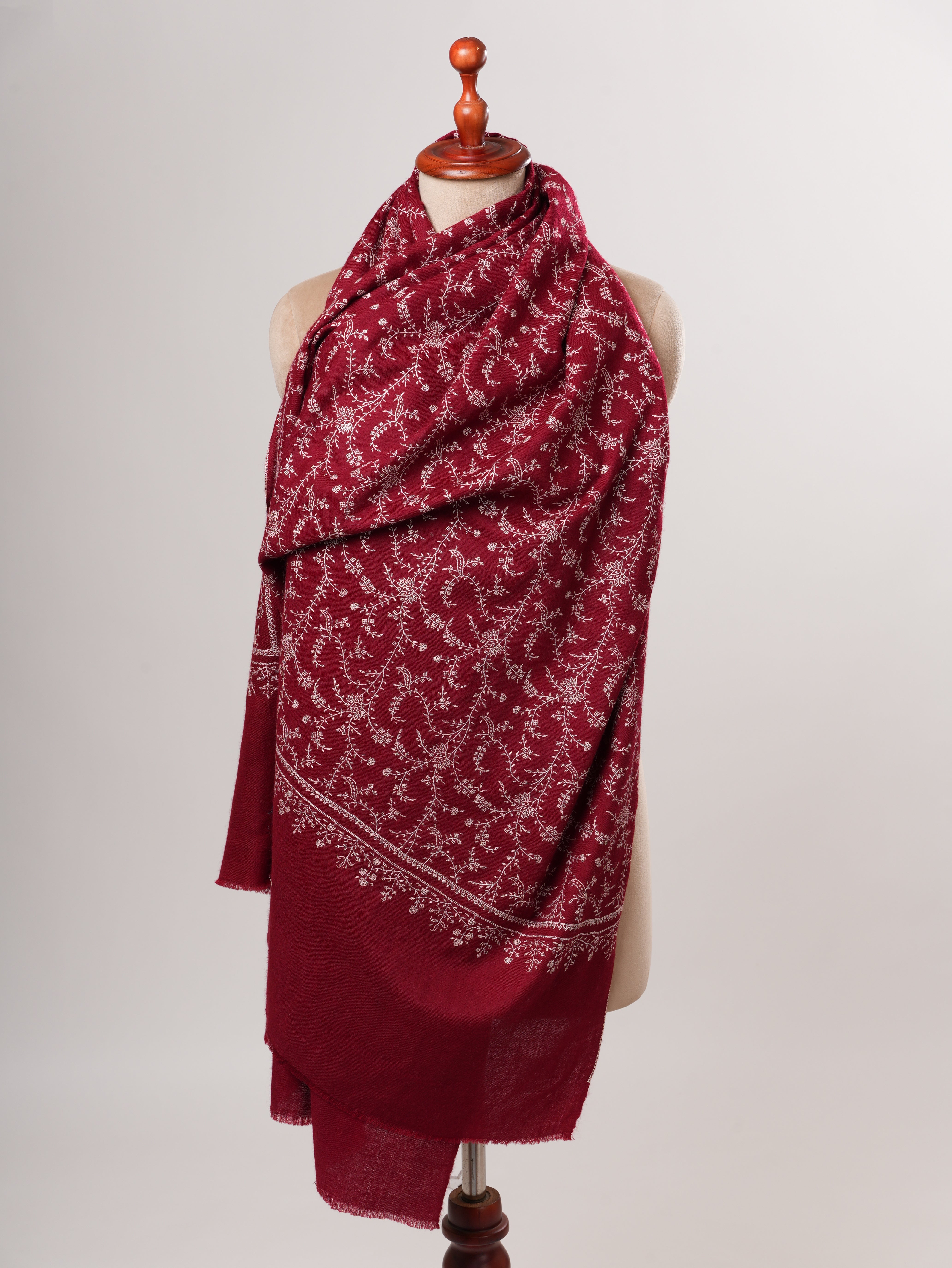 Hand Embroidered Jali Baby Soft Shahkaar Pashmina Shawl Shahkaar