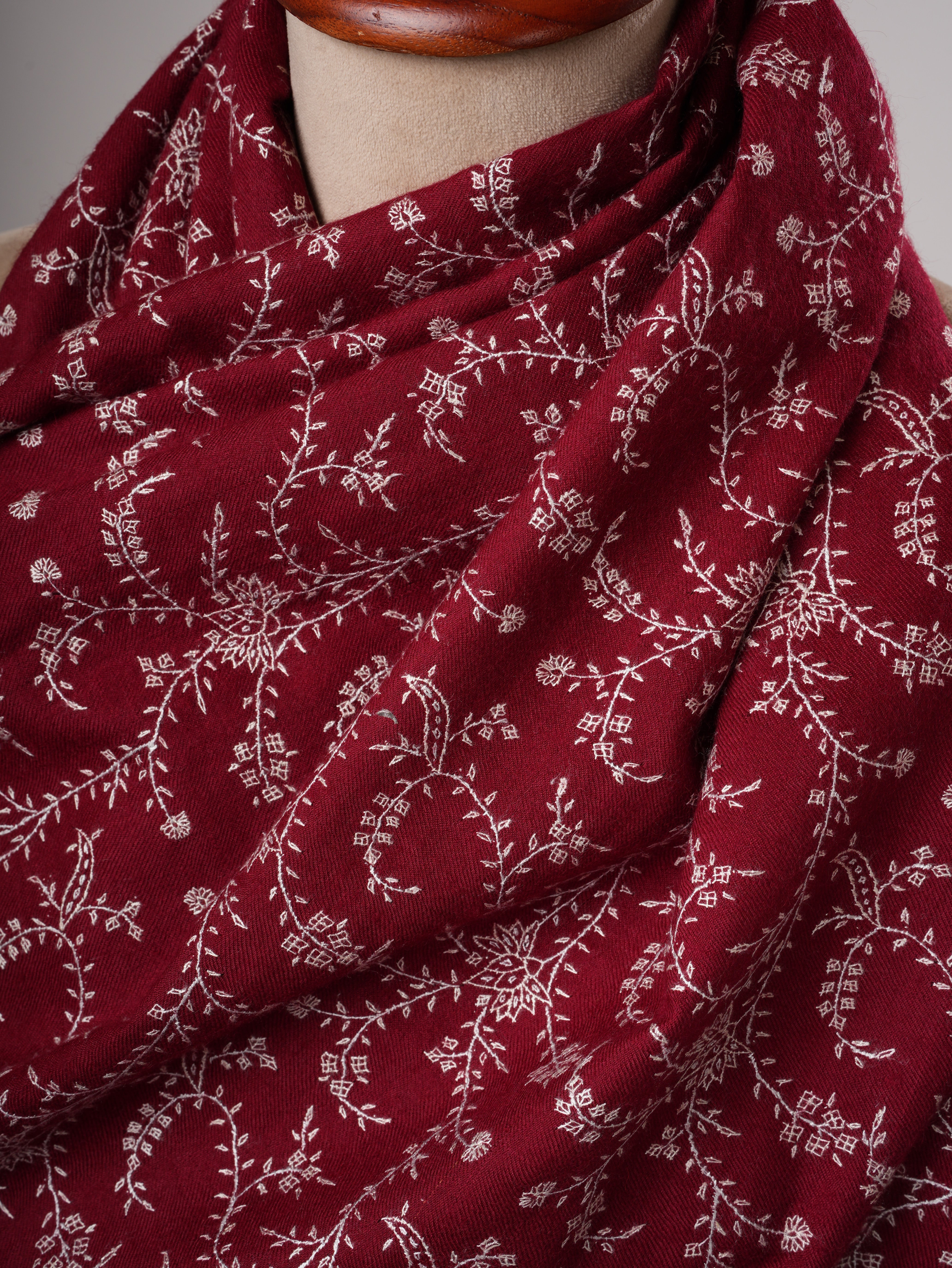 Hand Embroidered Jali Baby Soft Shahkaar Pashmina Shawl Shahkaar