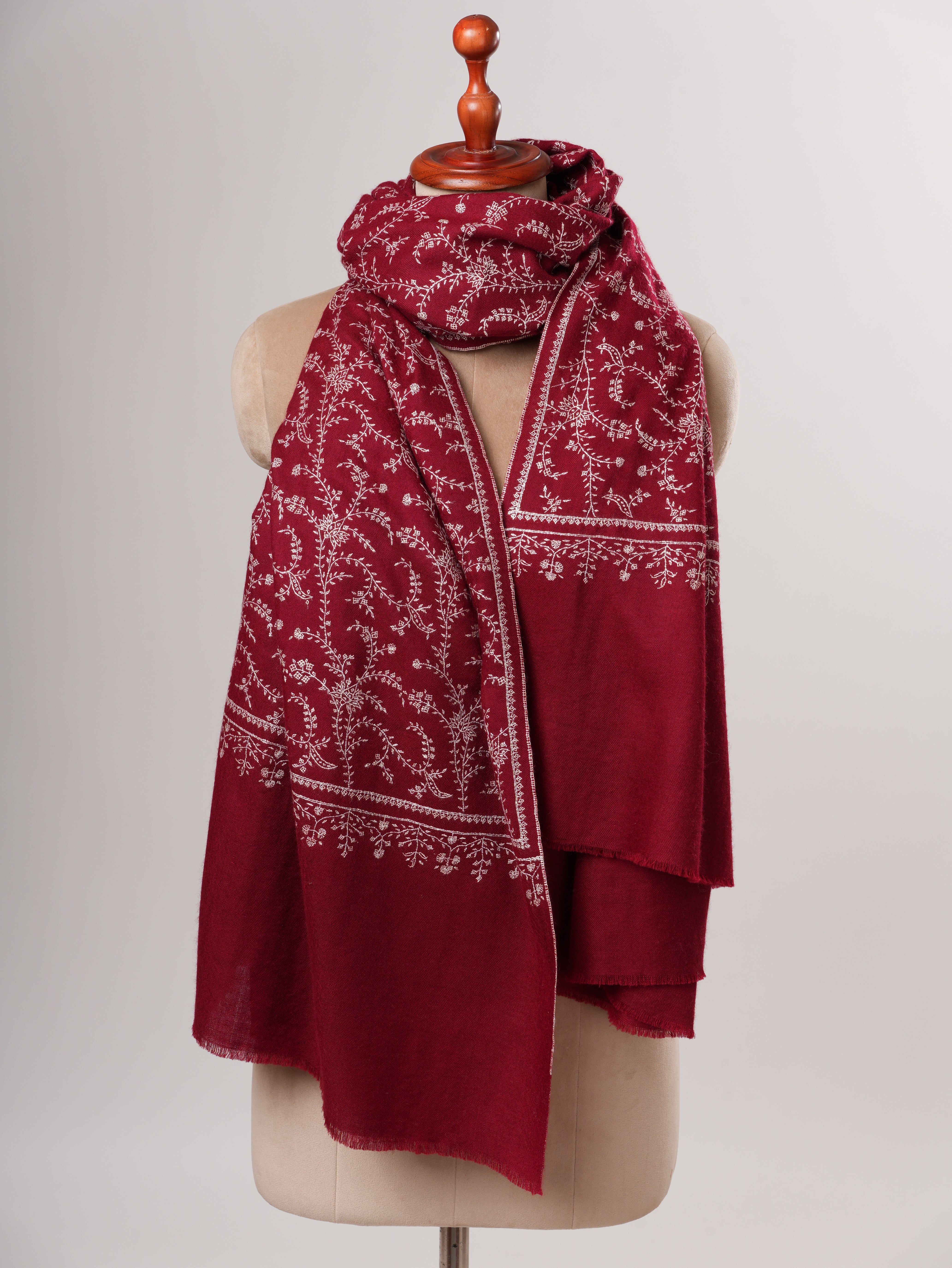 Hand Embroidered Jali Baby Soft Shahkaar Pashmina Shawl Shahkaar