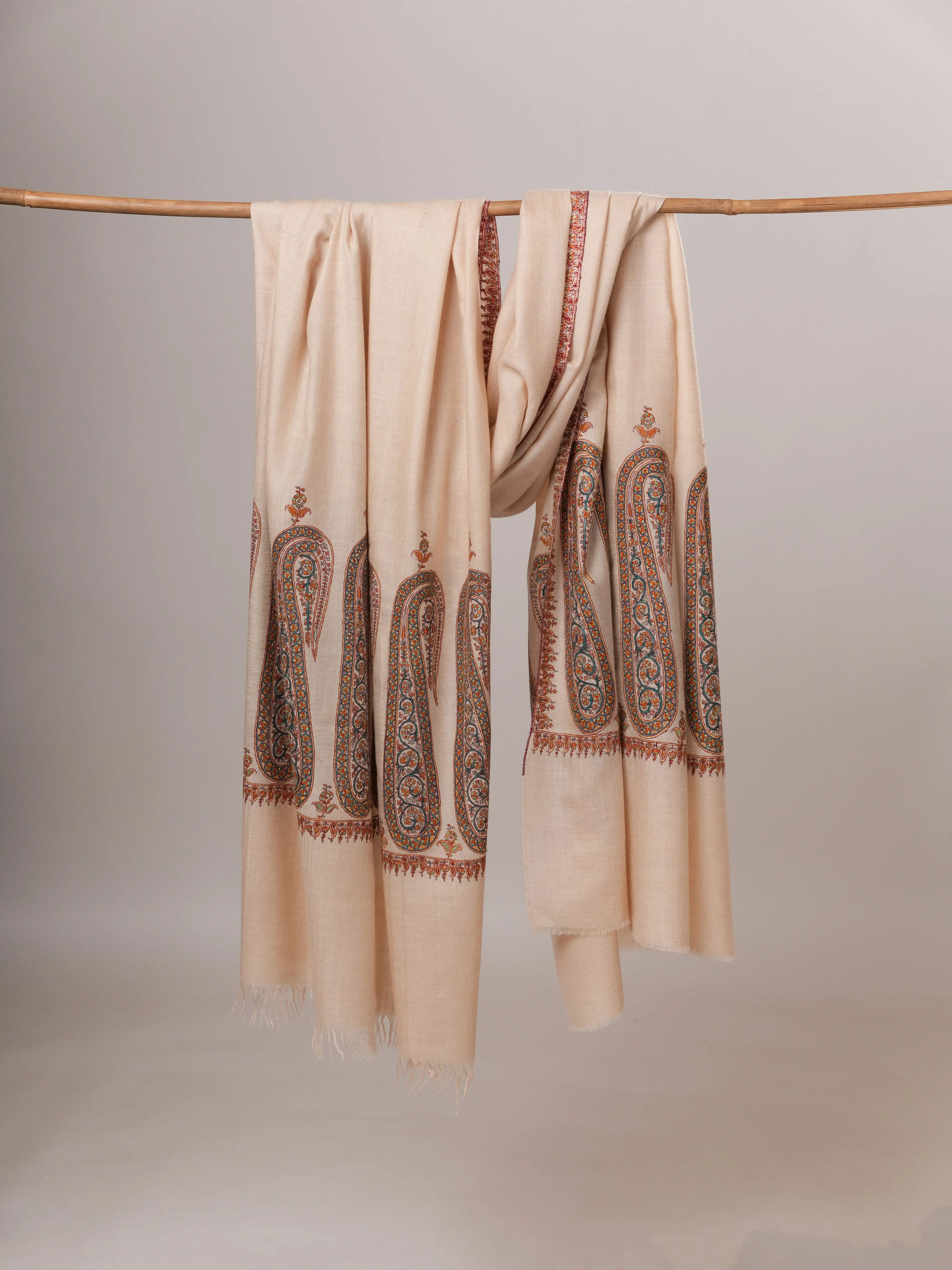 Paisley Palla Hand Embroidered Oversized Indian Pashmina Shawl Shahkaar Global