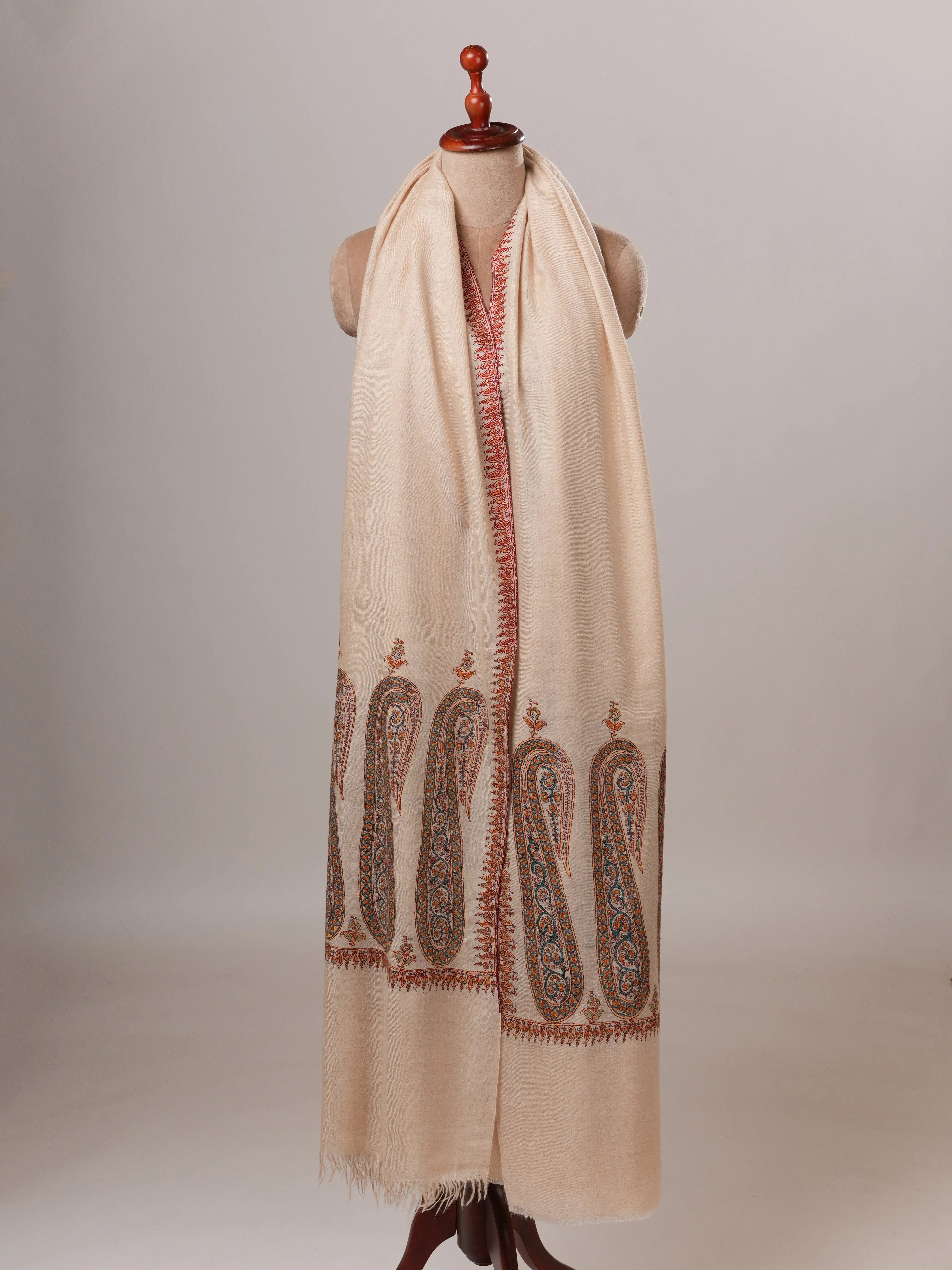 Paisley Palla Hand Embroidered Oversized Indian Pashmina Shawl Shahkaar Global