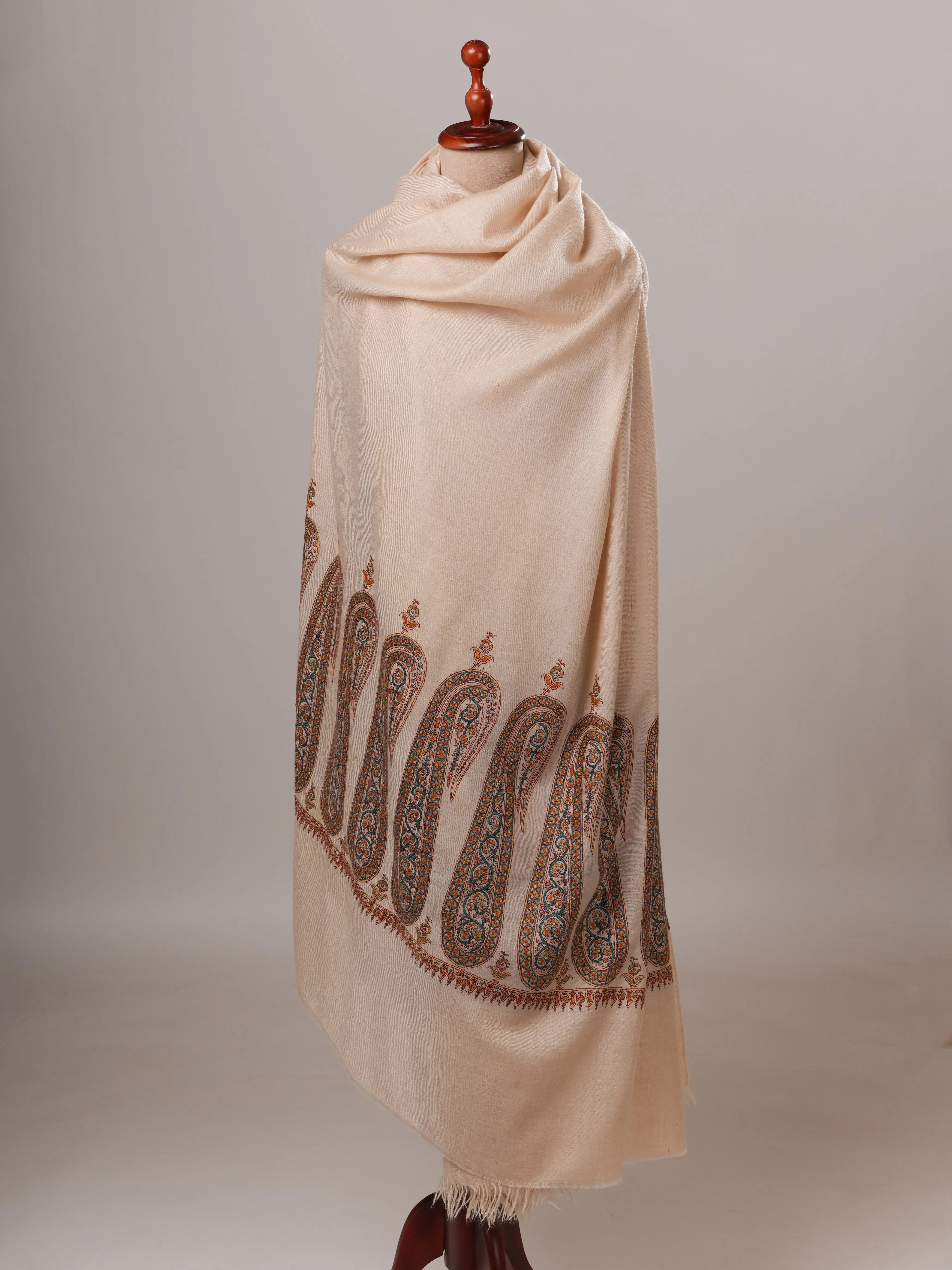 Paisley Palla Hand Embroidered Oversized Indian Pashmina Shawl Shahkaar Global