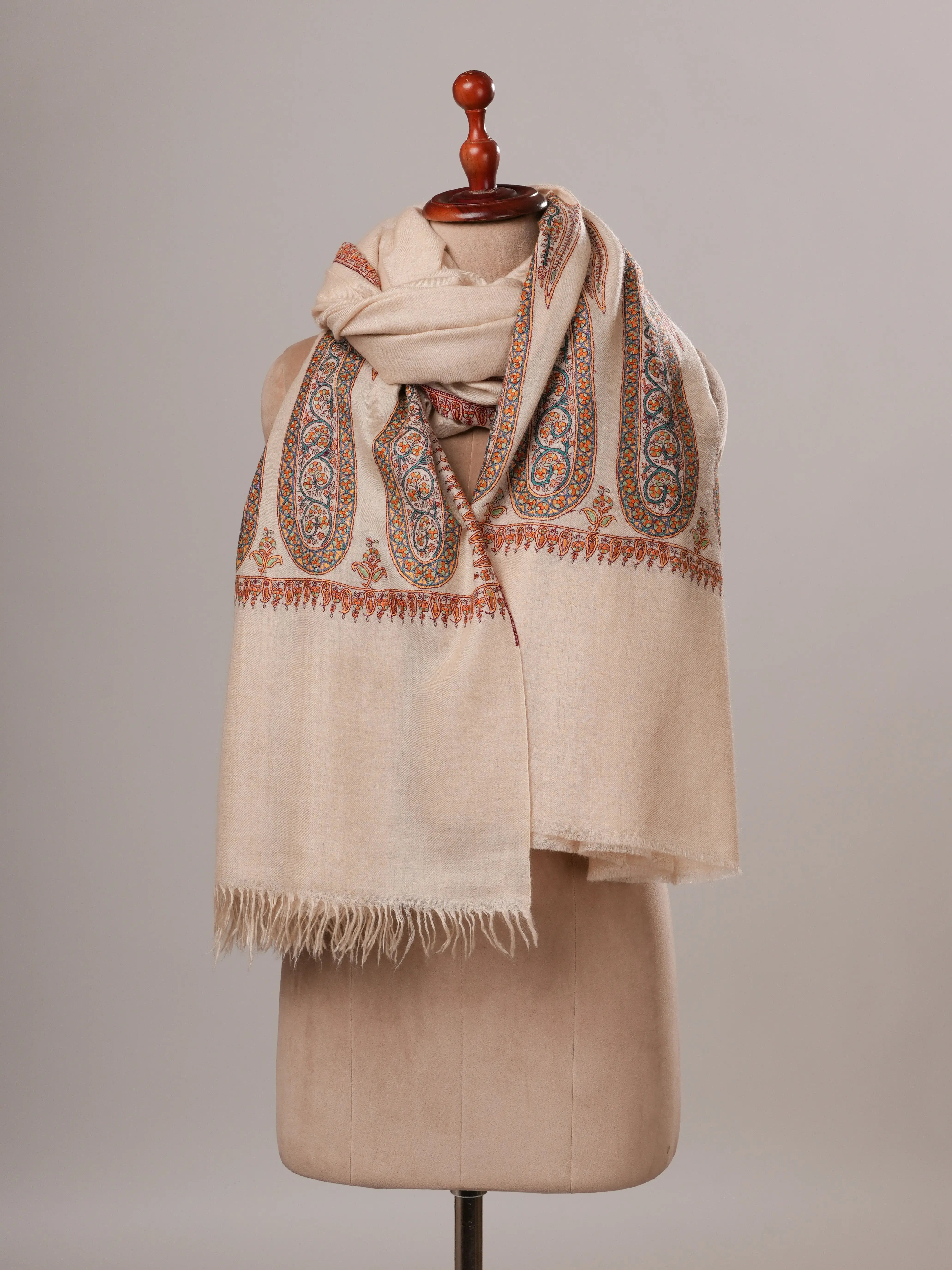 Paisley Palla Hand Embroidered Oversized Indian Pashmina Shawl Shahkaar Global