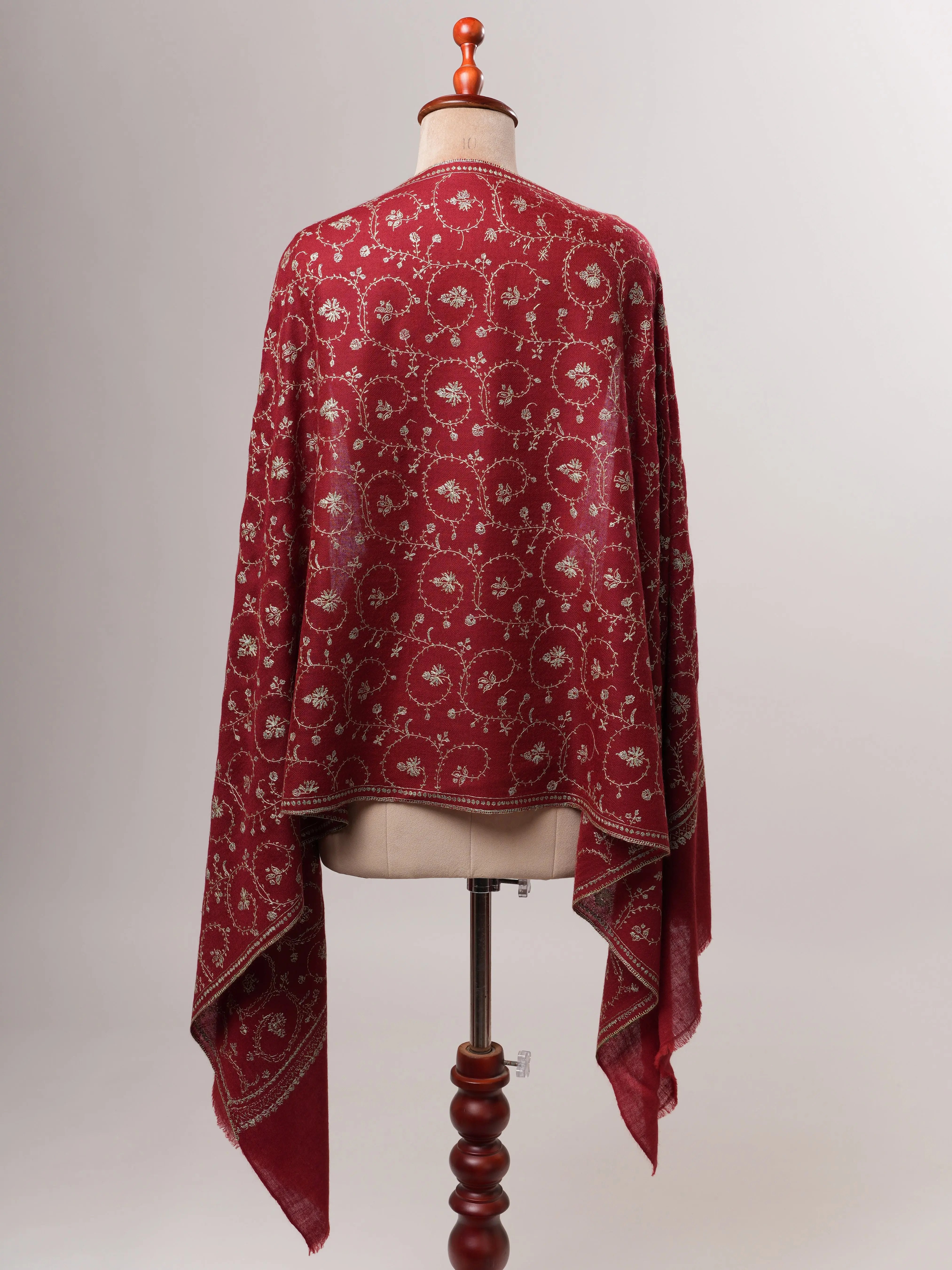 Kashmiri Baby Soft Cashmere Scarf with Intricate Jali Sozni Detailing Shahkaar