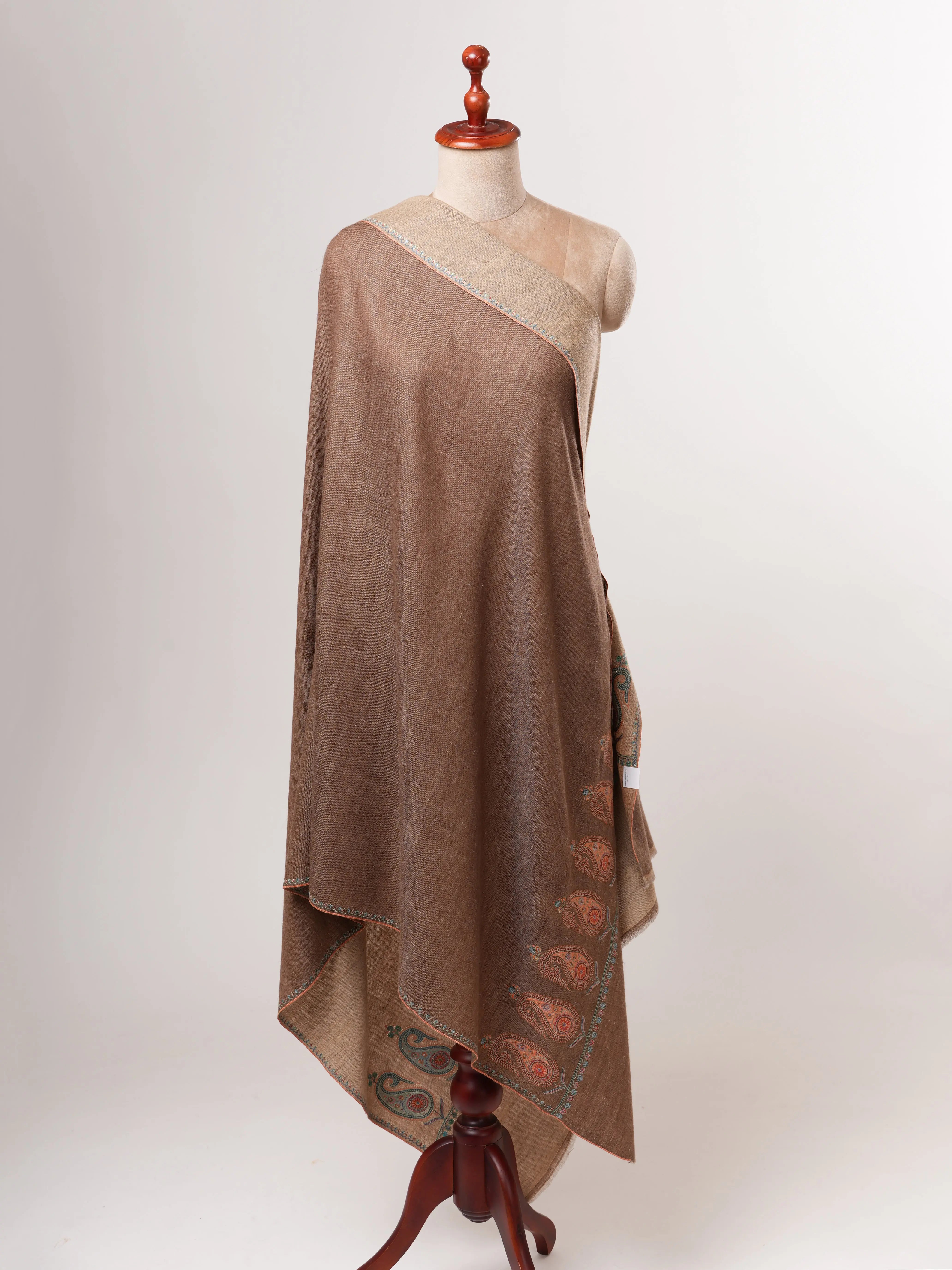 Dual Shade Pashmina Shawl – Hand Embroidered Aksi Design Shahkaar