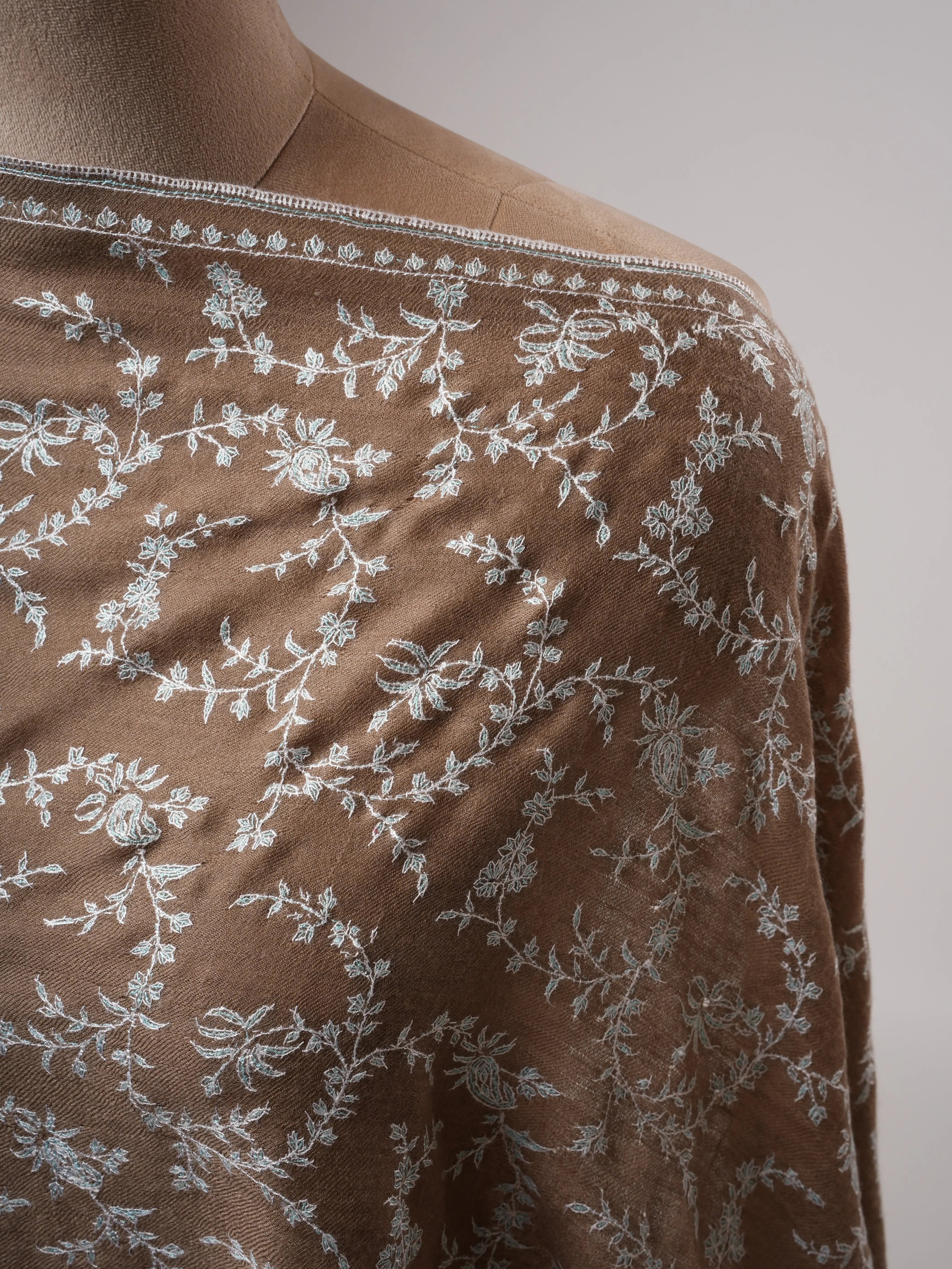 Toosh Color Cashmere Scarf with Jali Sozni Embroidery Shahkaar