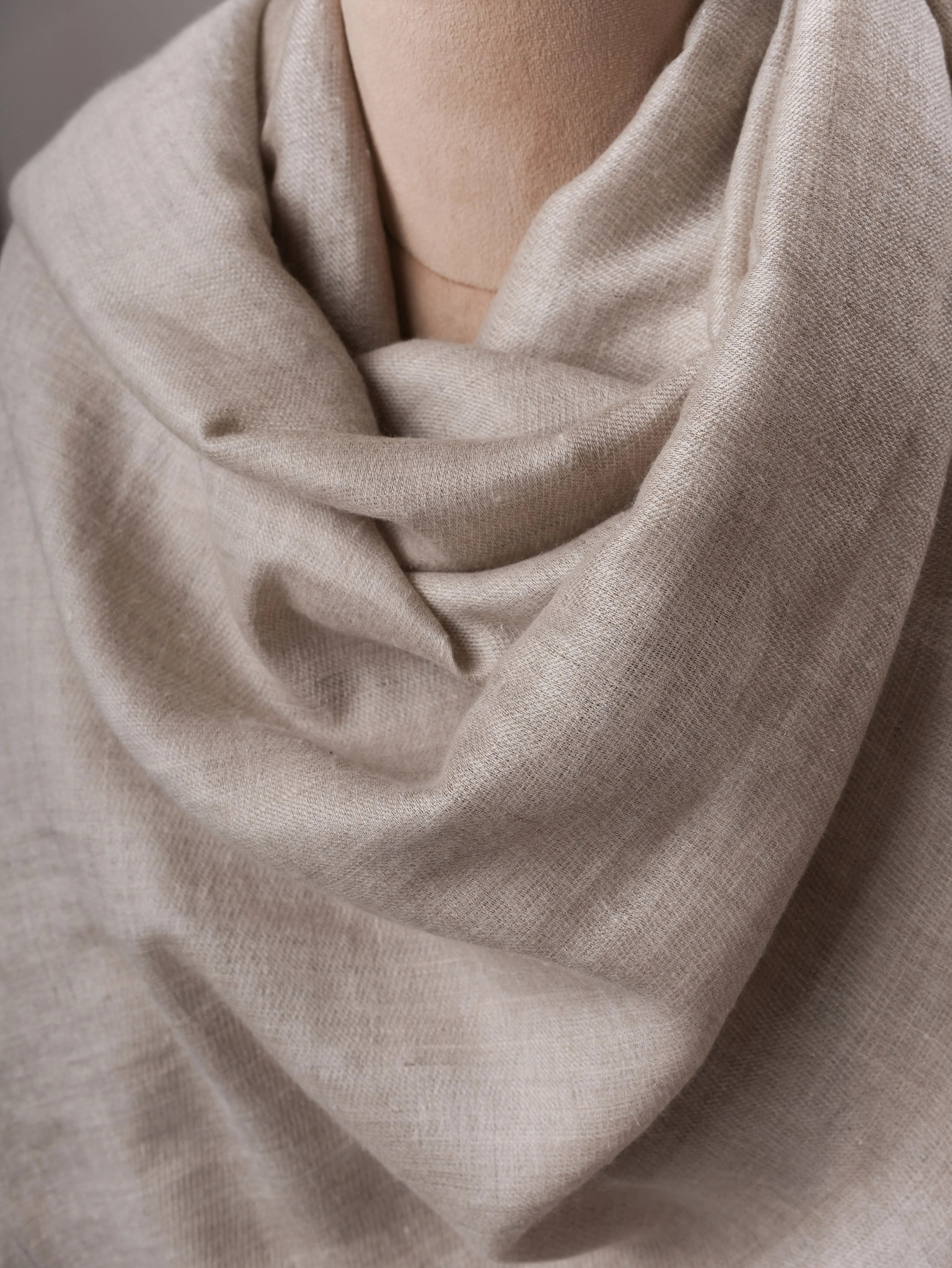 Ivory Pure Pashmina Shawl with Silver Zari Reverse