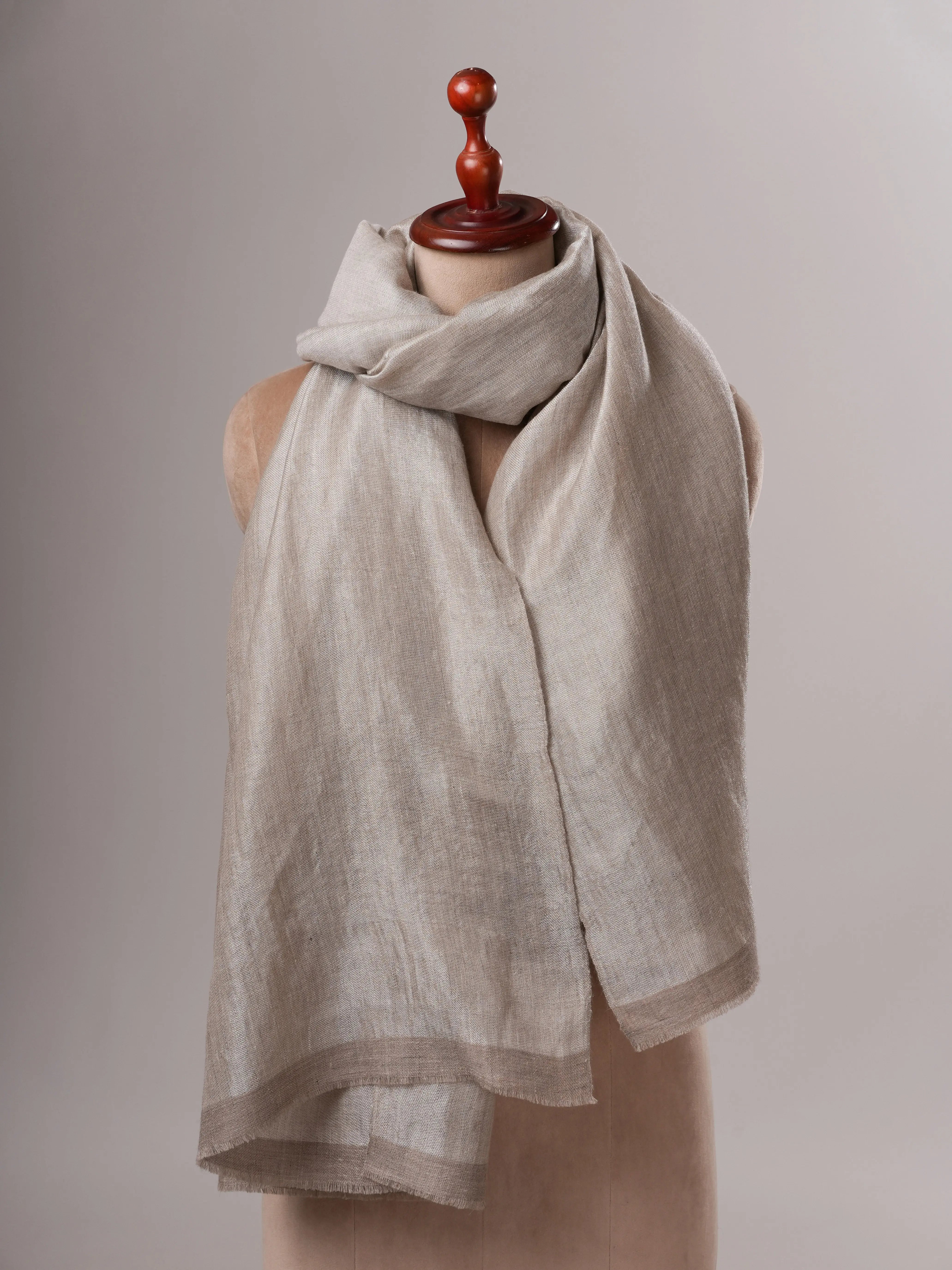 Ivory Pure Pashmina Shawl with Silver Zari Reverse