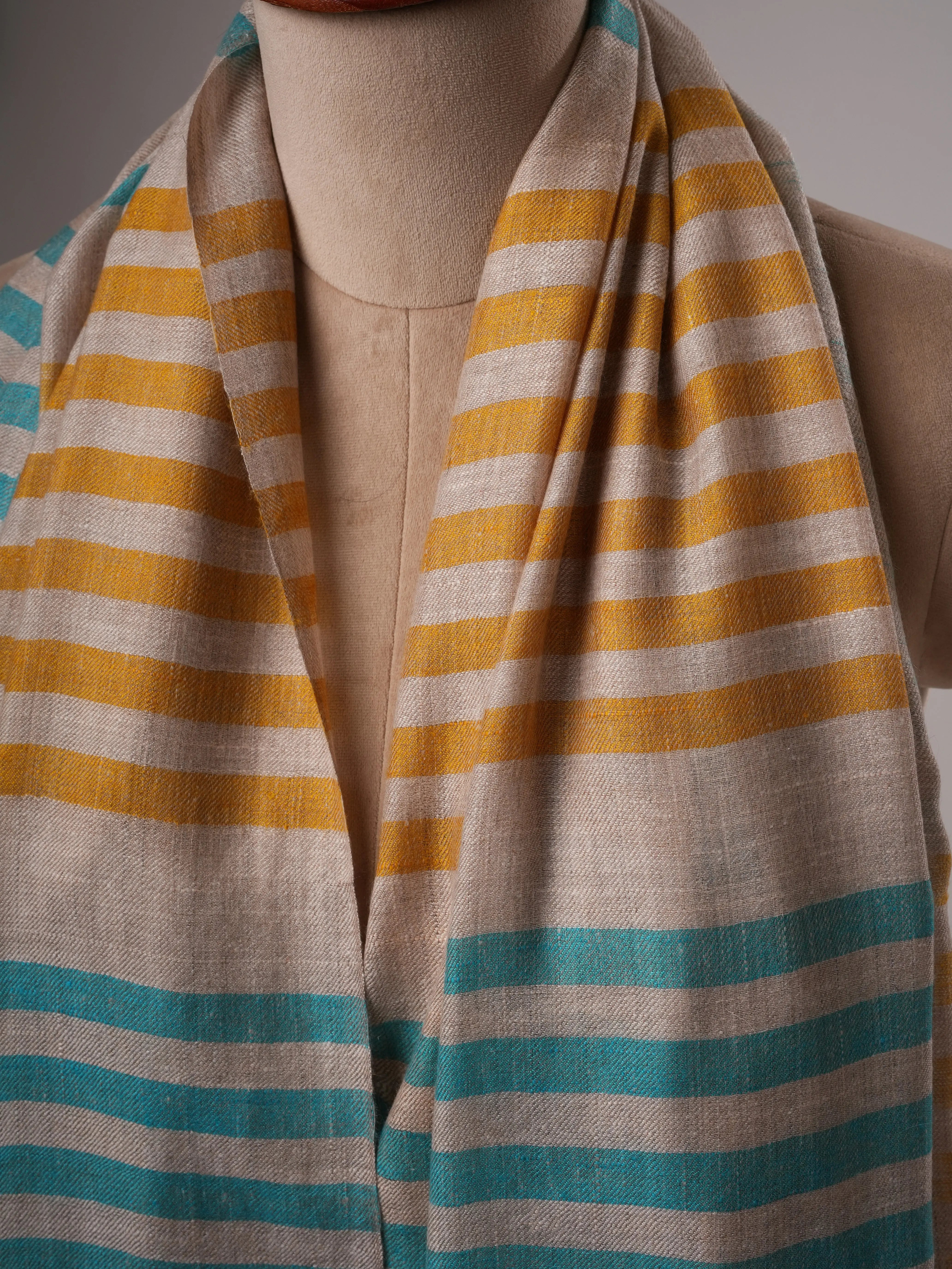 Warm Feather Soft Striped Handwoven Pashmina Shawl Shahkaar