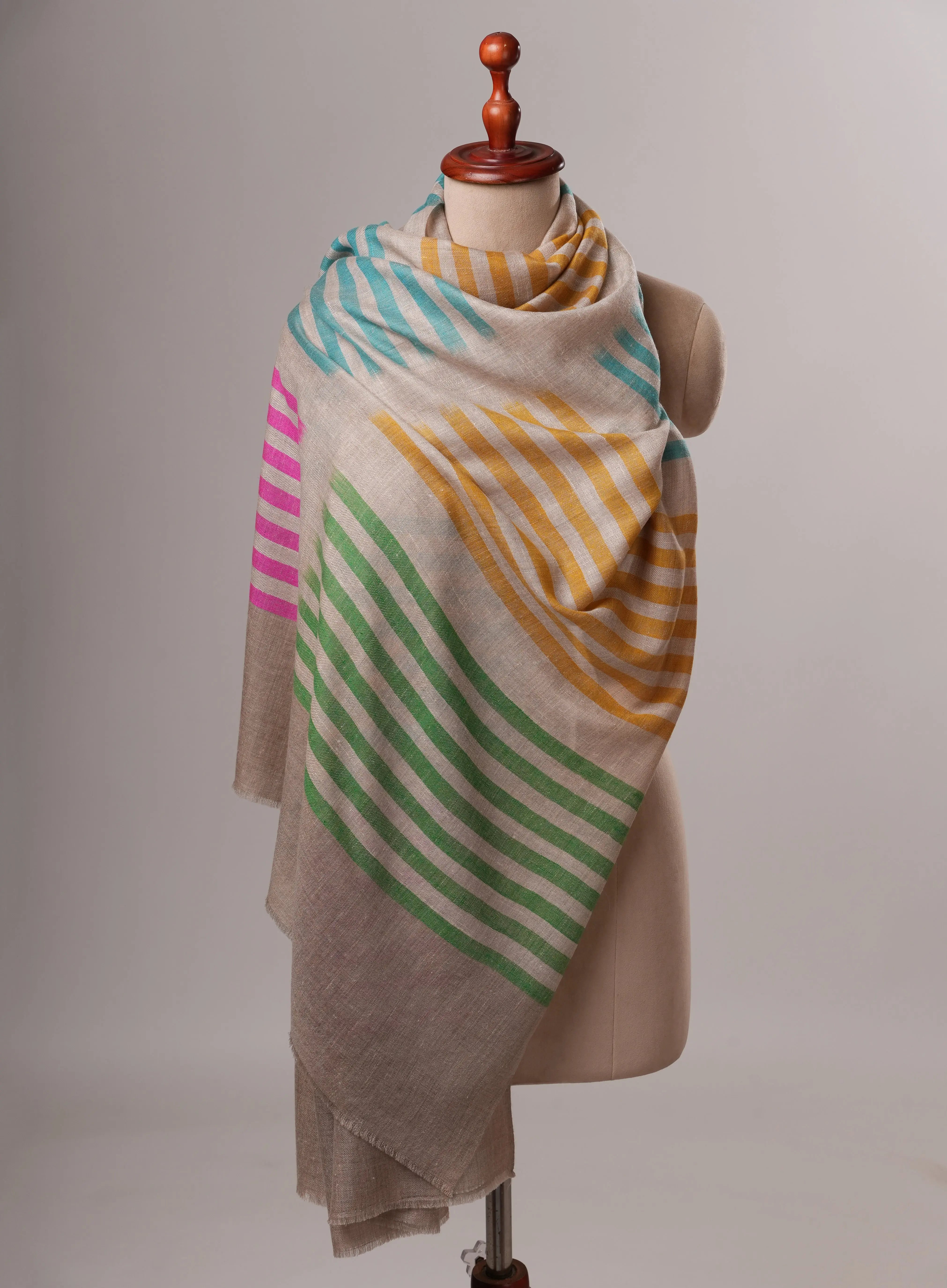 Warm Feather Soft Striped Handwoven Pashmina Shawl Shahkaar