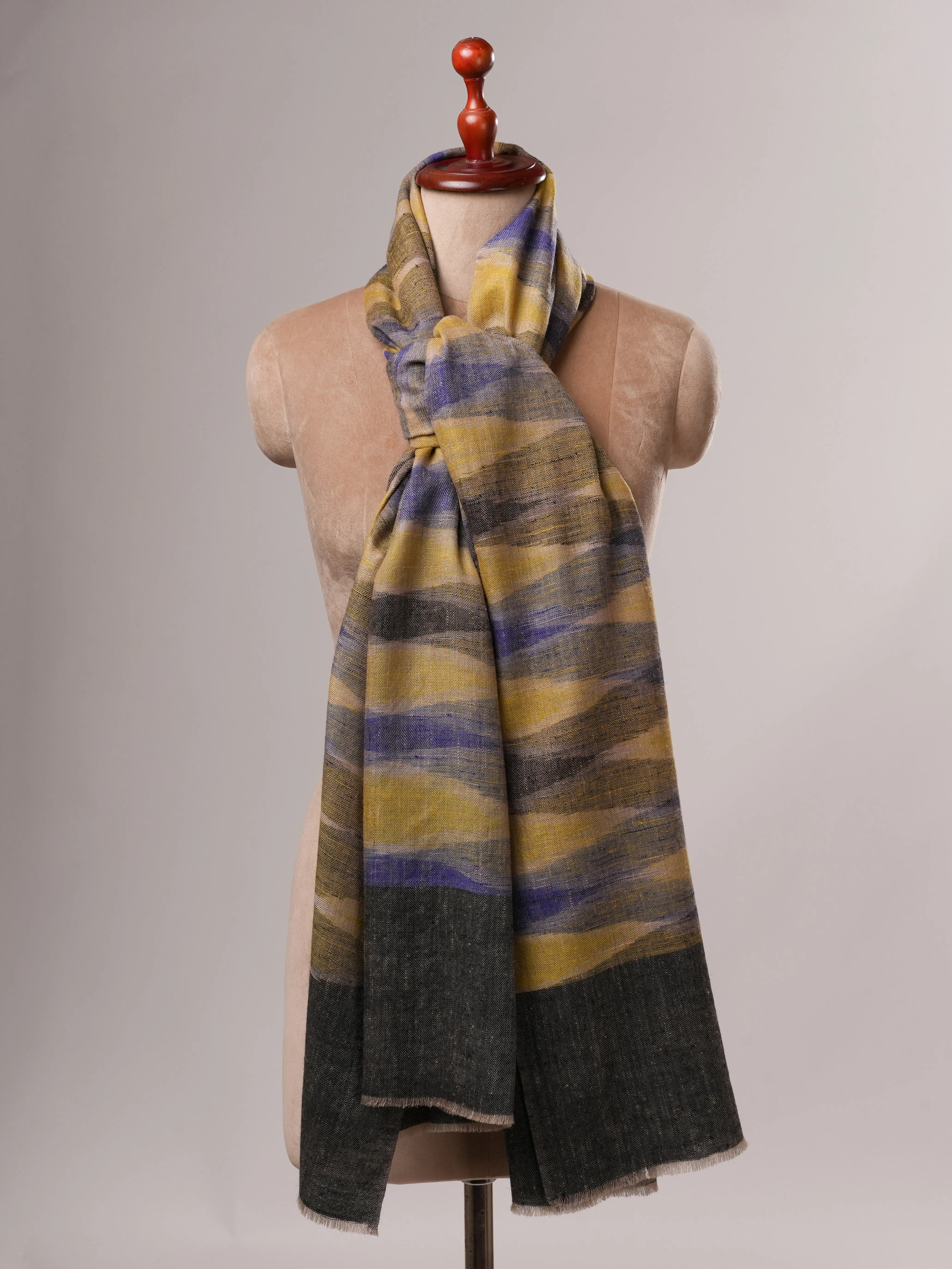 Artisan Crafted featherlight Ikat Pure Pashmina Shawl Shahkaar