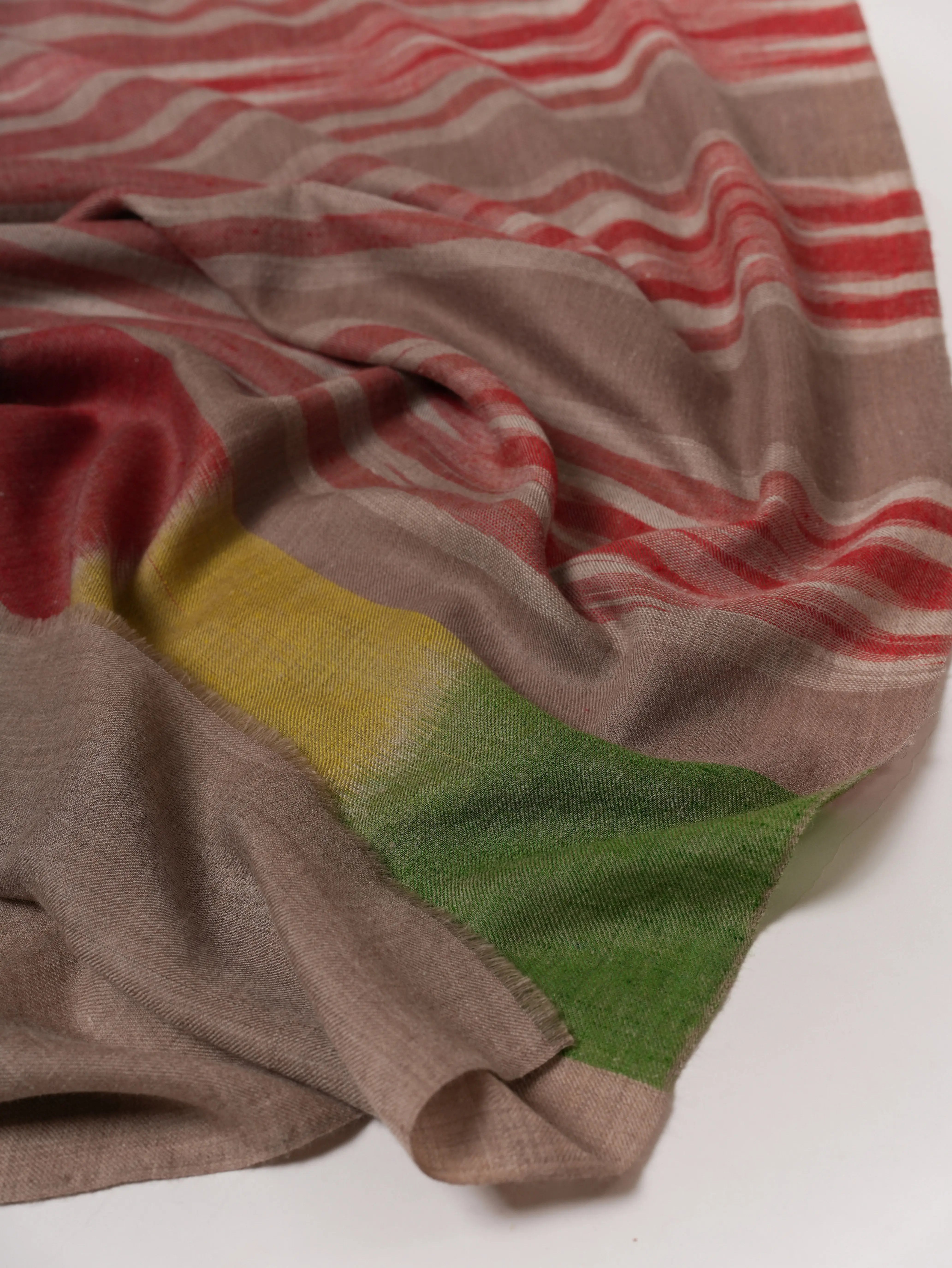 Featherlight Ikat Handwoven Pure Pashmina Shawl Shahkaar