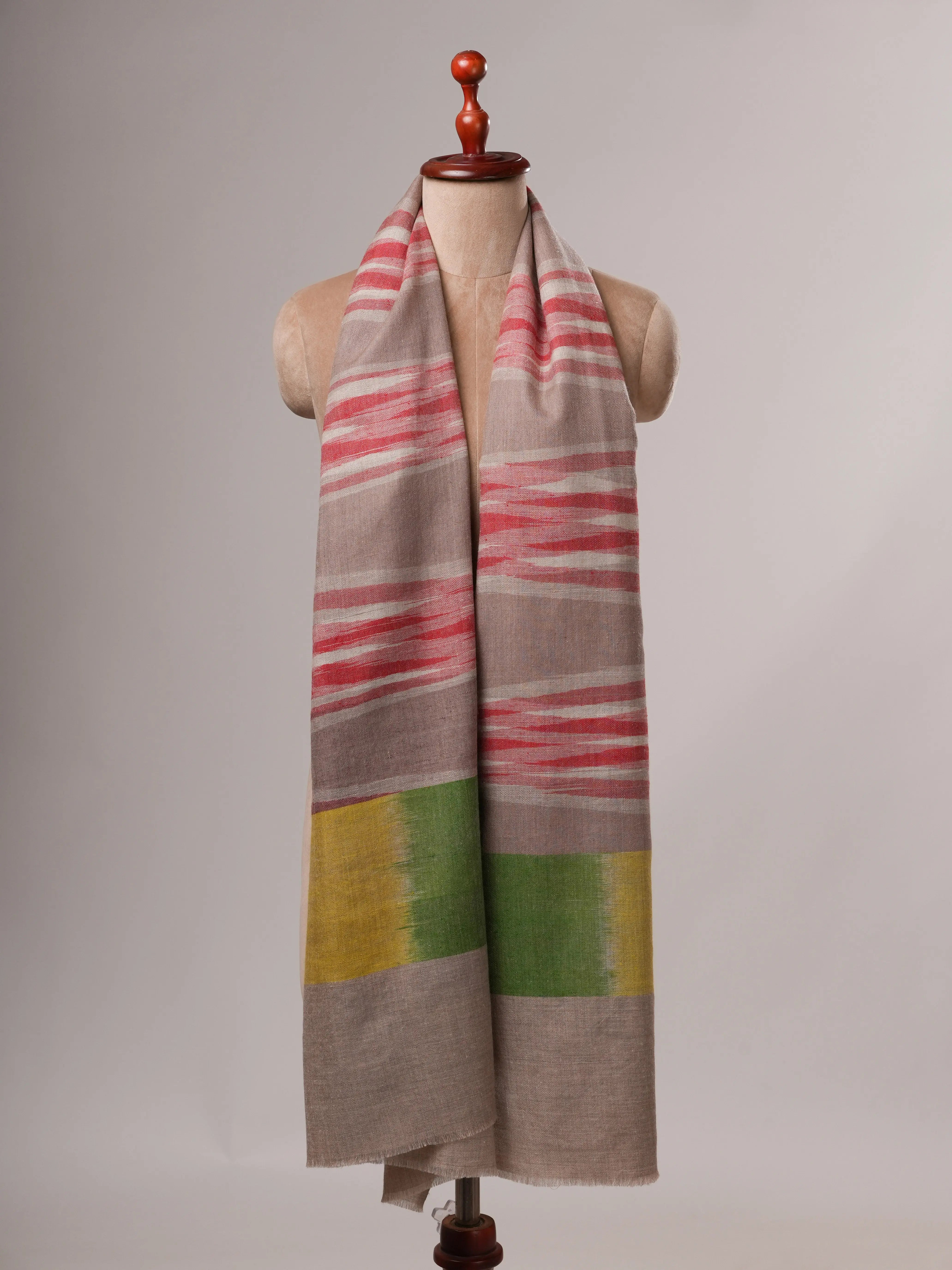 Featherlight Ikat Handwoven Pure Pashmina Shawl Shahkaar