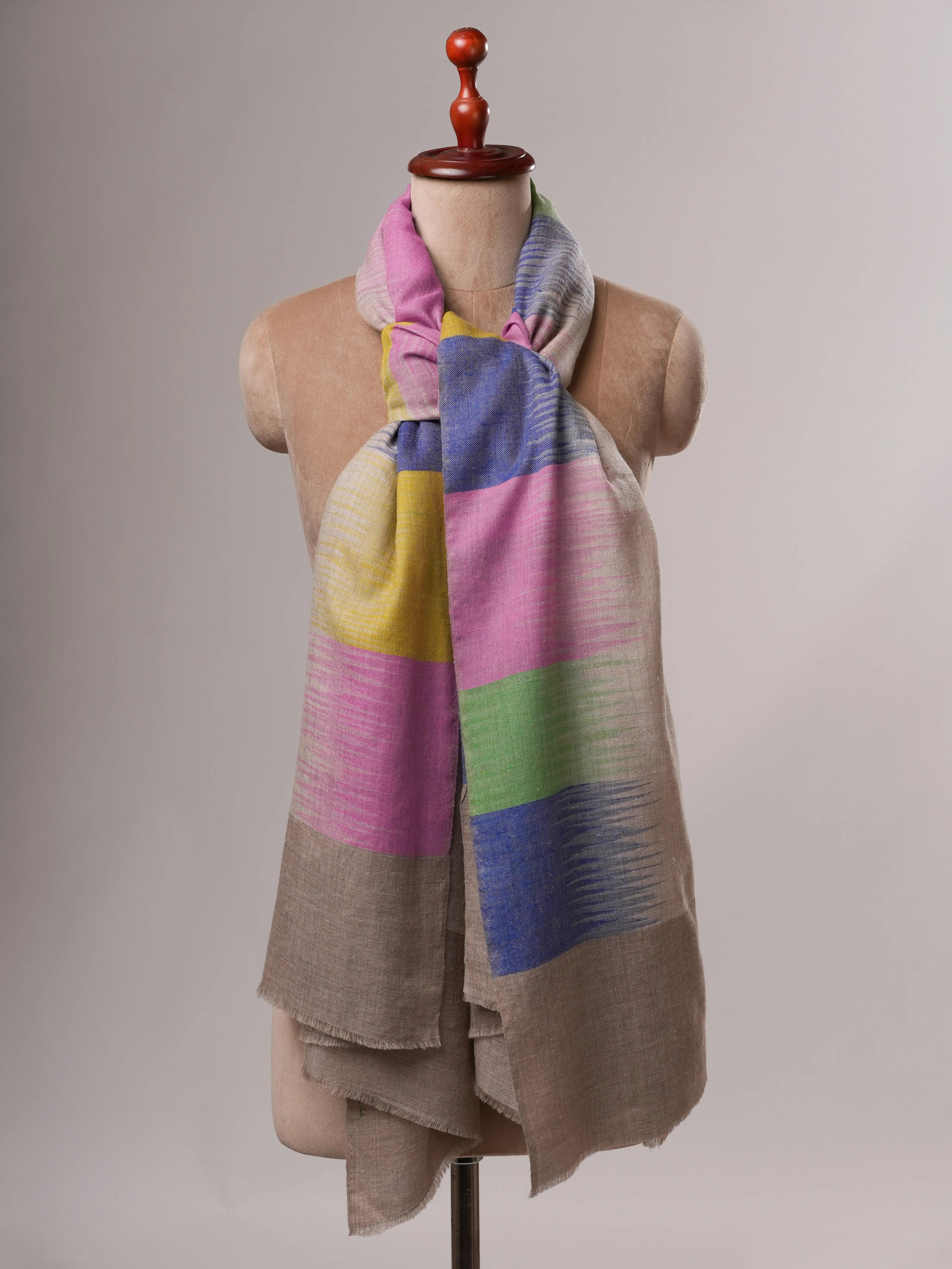 Contemporary Festive Ikat Handwoven Pashmina Shawl Shahkaar