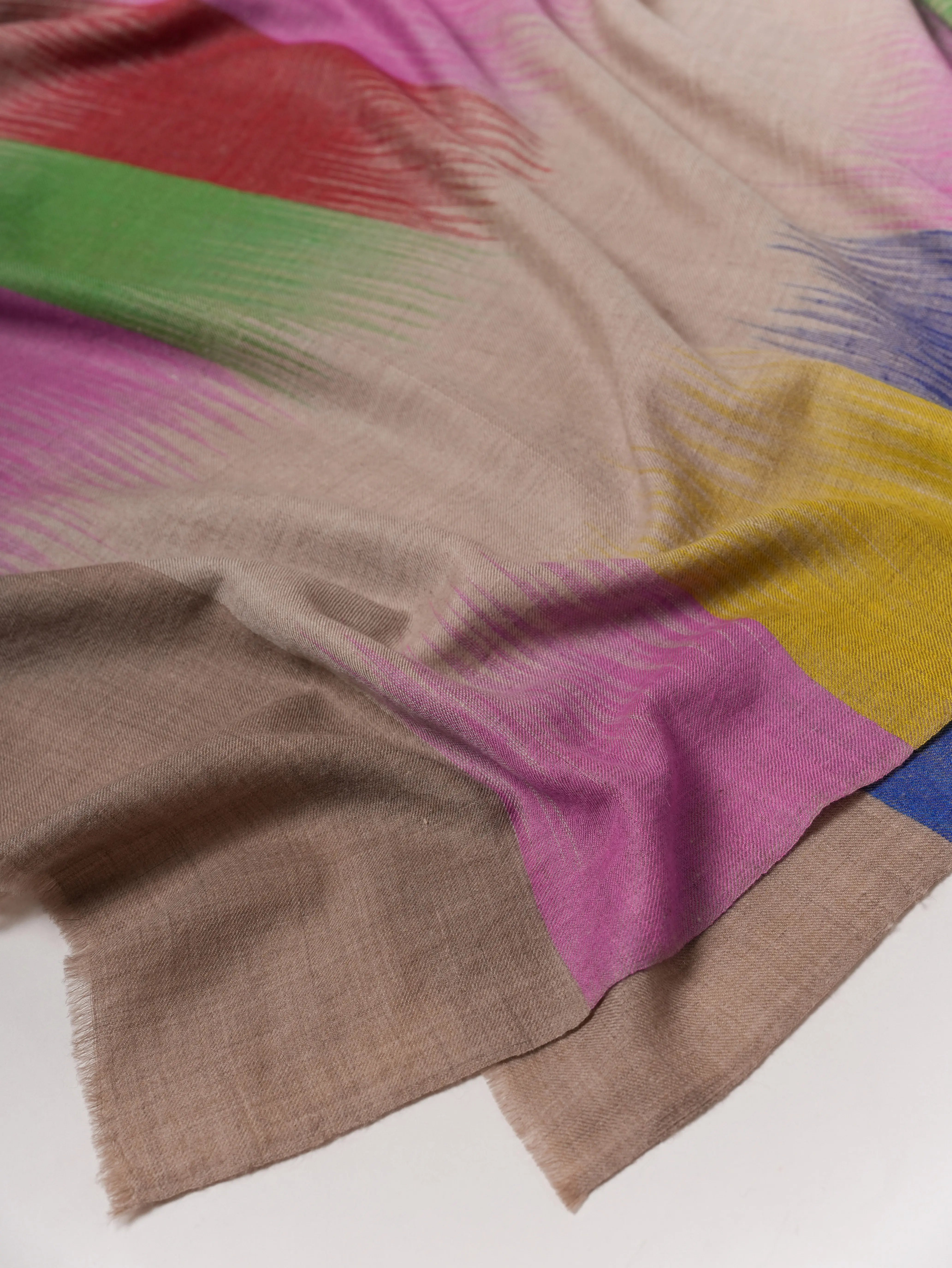 Contemporary Festive Ikat Handwoven Pashmina Shawl Shahkaar