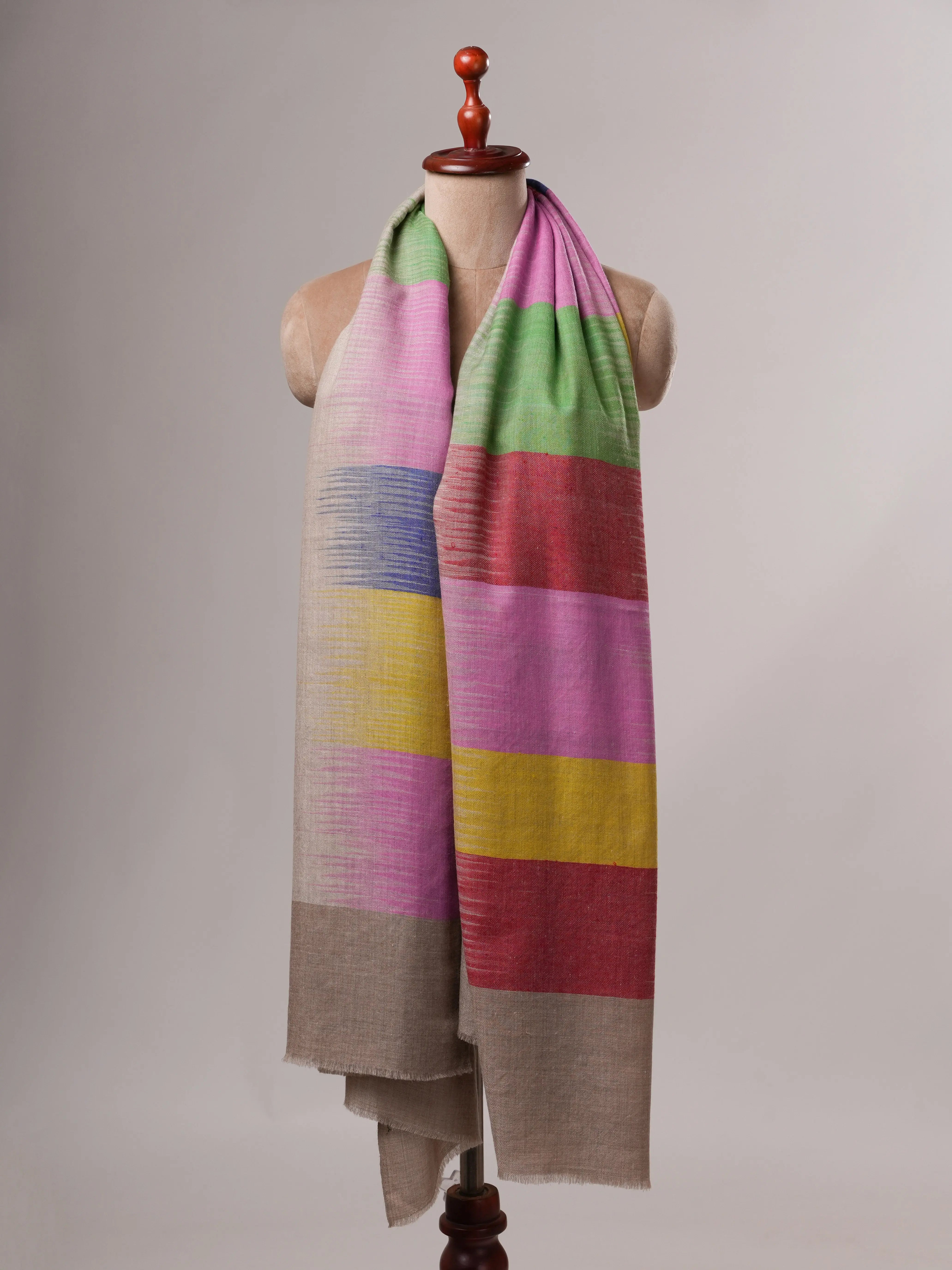 Contemporary Festive Ikat Handwoven Pashmina Shawl Shahkaar