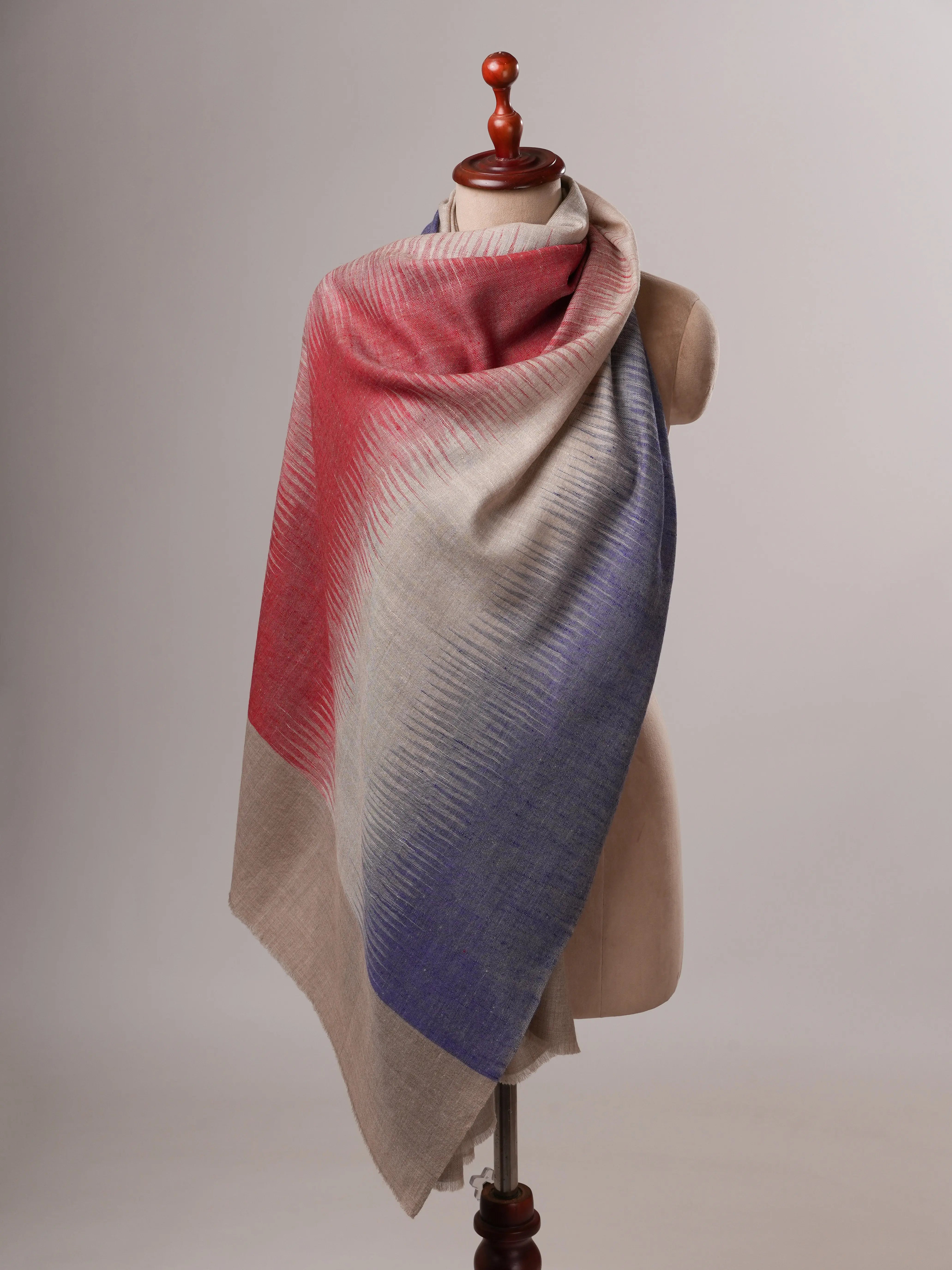 Artisan Crafted Featherlight Handloomed Ikat Pashmina Shawl Shahkaar