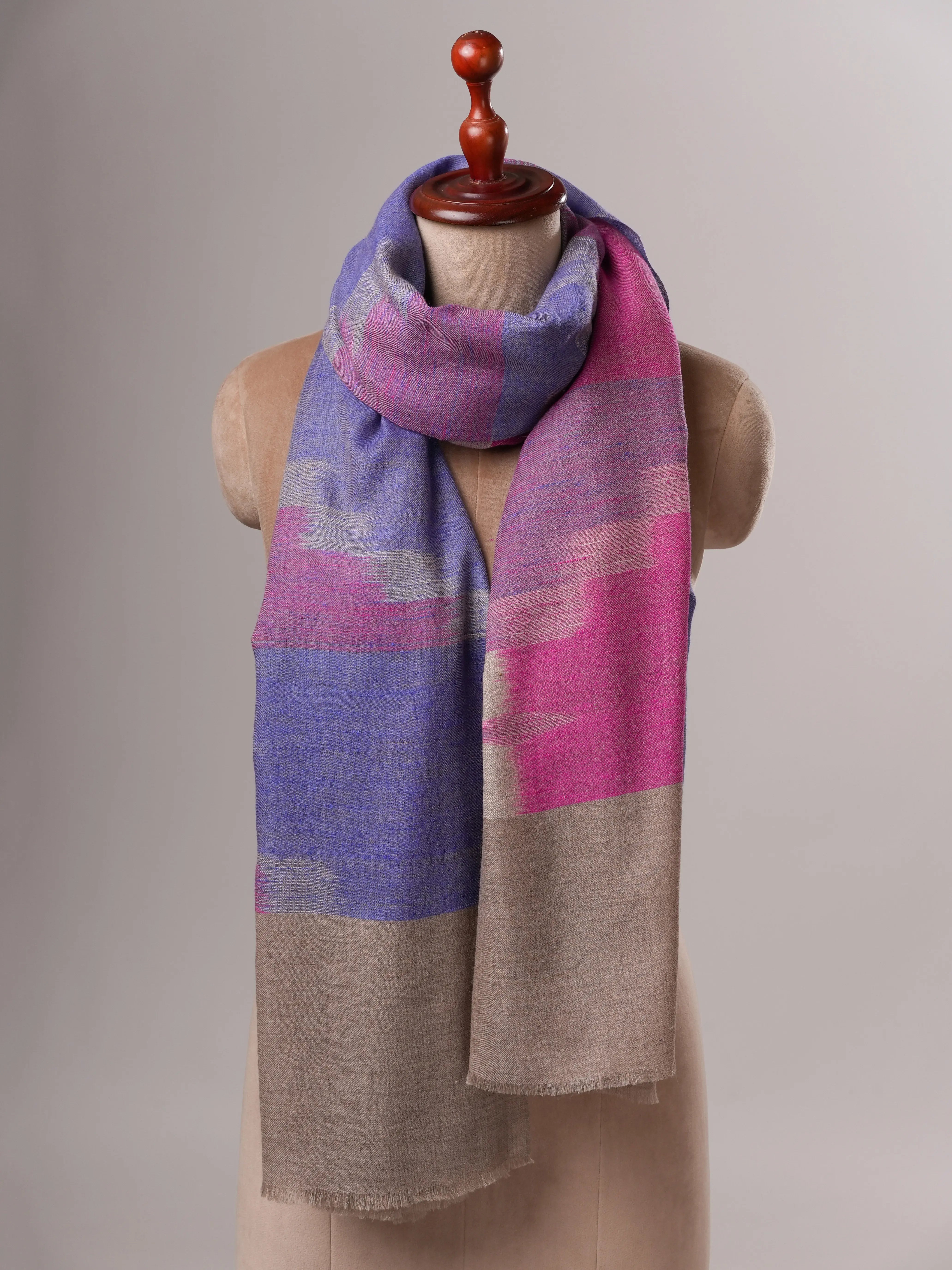 Contemporary Handwoven Kashmiri Pure Pashmina Shawl Shahkaar