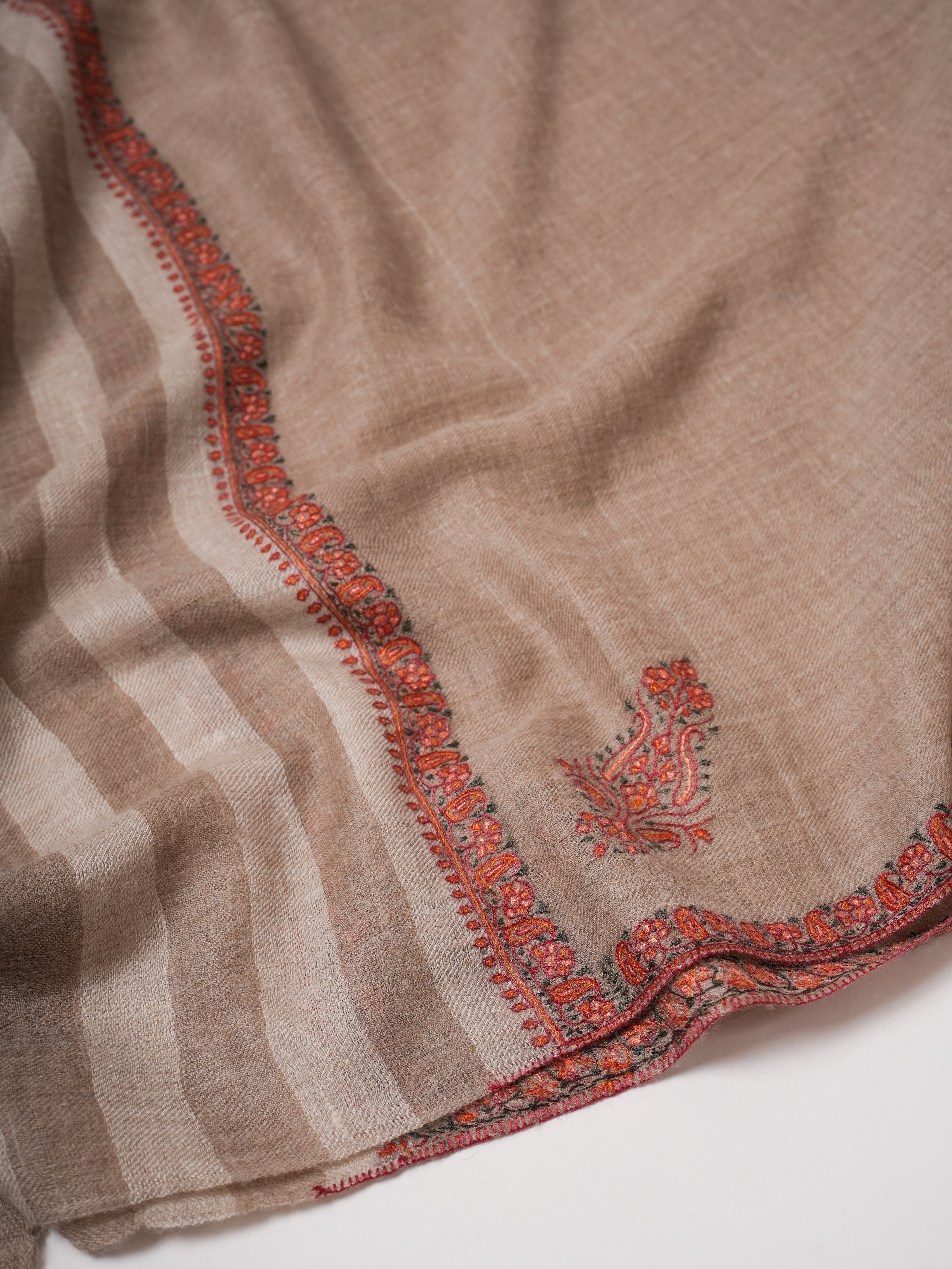 Soft Kashmiri Cashmere Scarf Featuring Fine Bail Handwork Shahkaar