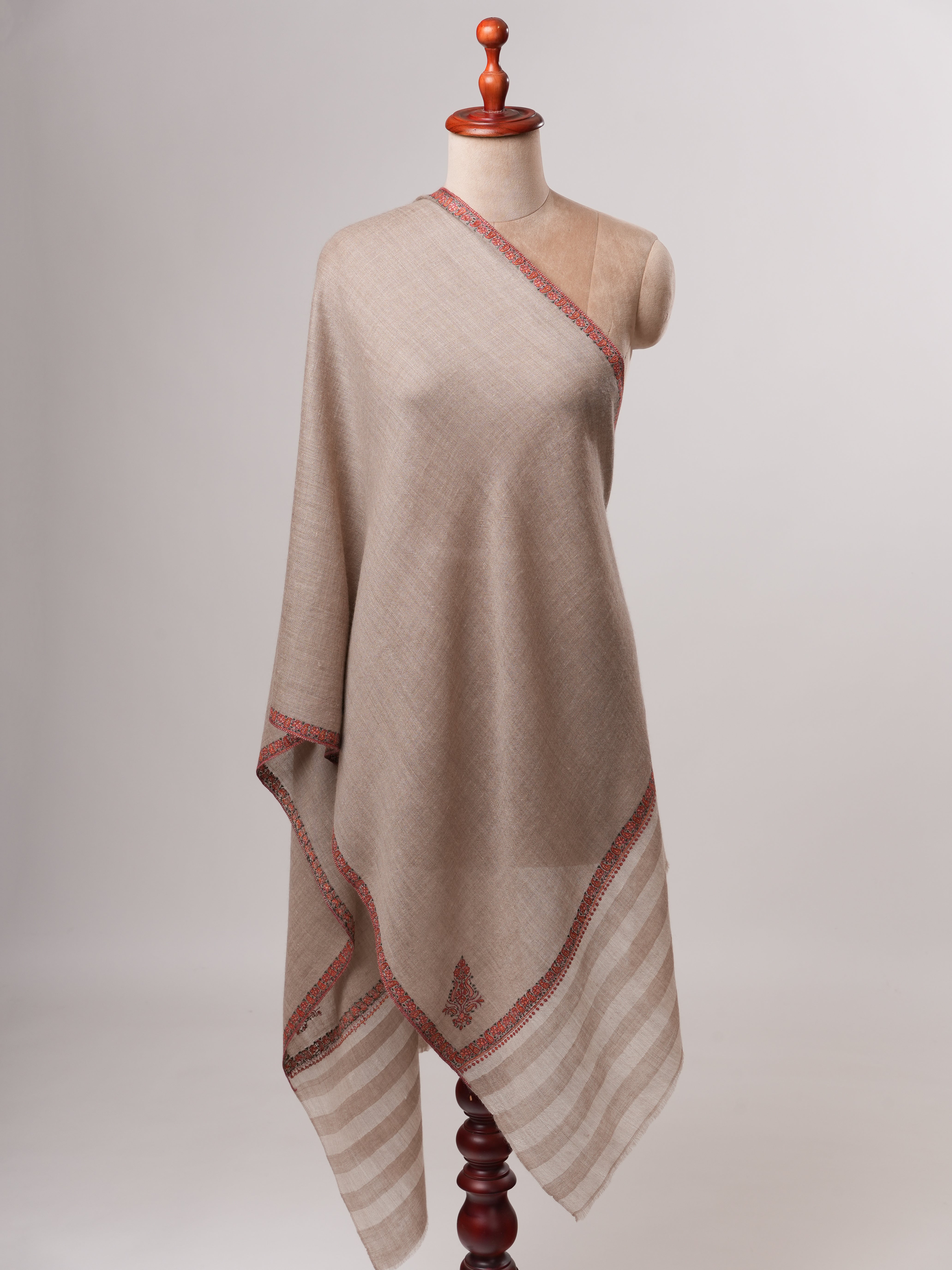 Soft Kashmiri Cashmere Scarf Featuring Fine Bail Handwork Shahkaar
