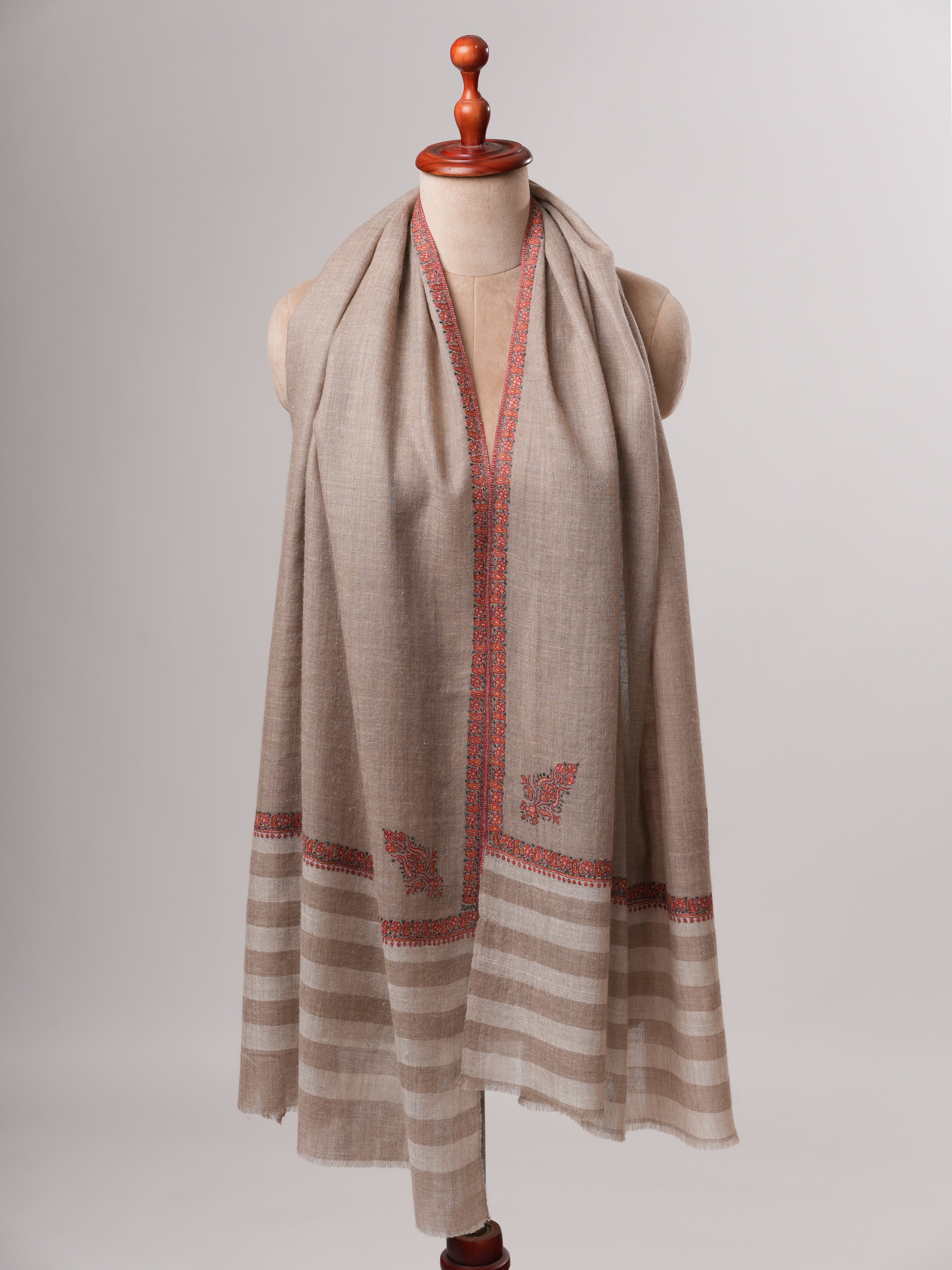 Soft Kashmiri Cashmere Scarf Featuring Fine Bail Handwork Shahkaar