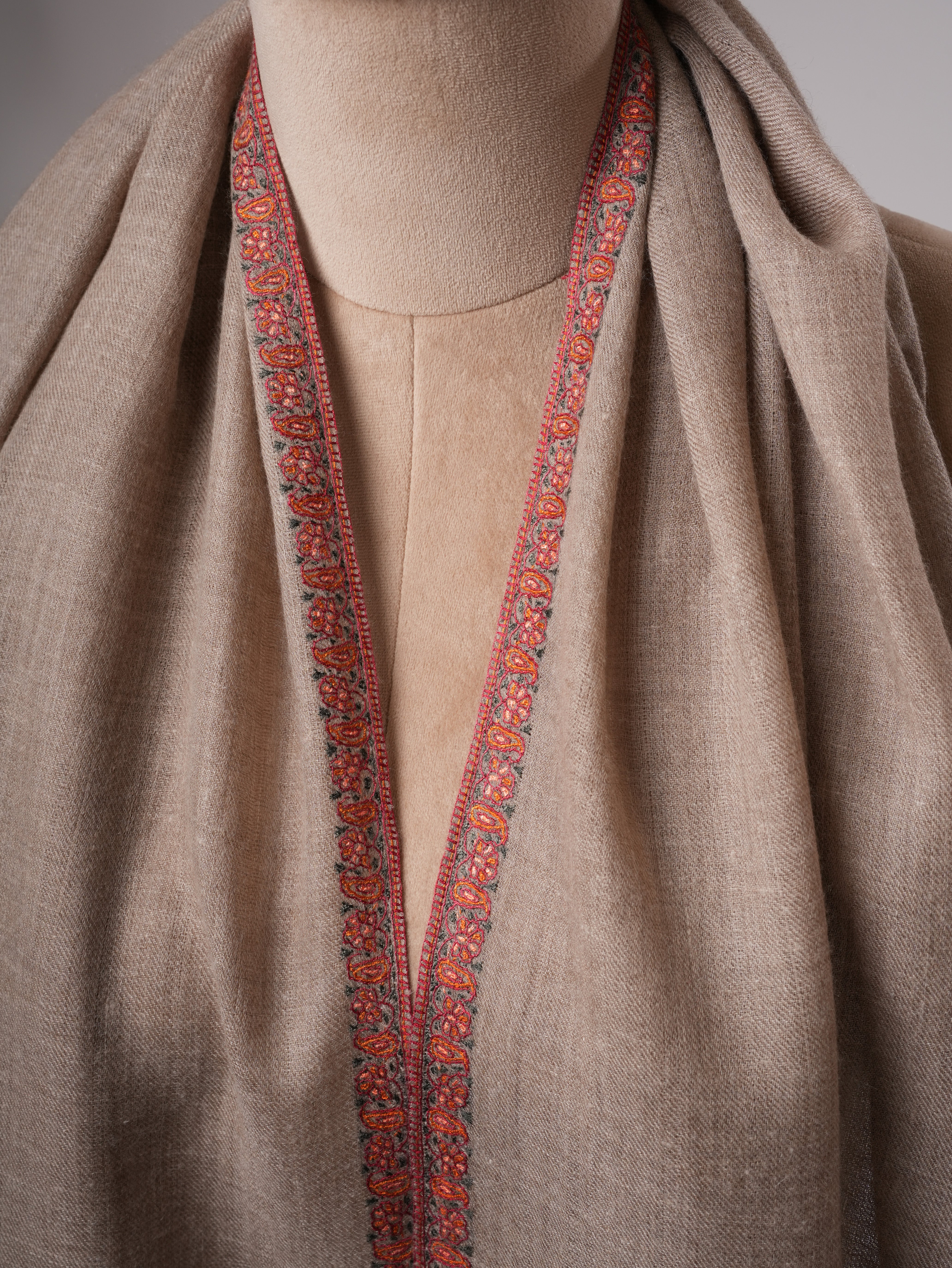 Soft Kashmiri Cashmere Scarf Featuring Fine Bail Handwork Shahkaar