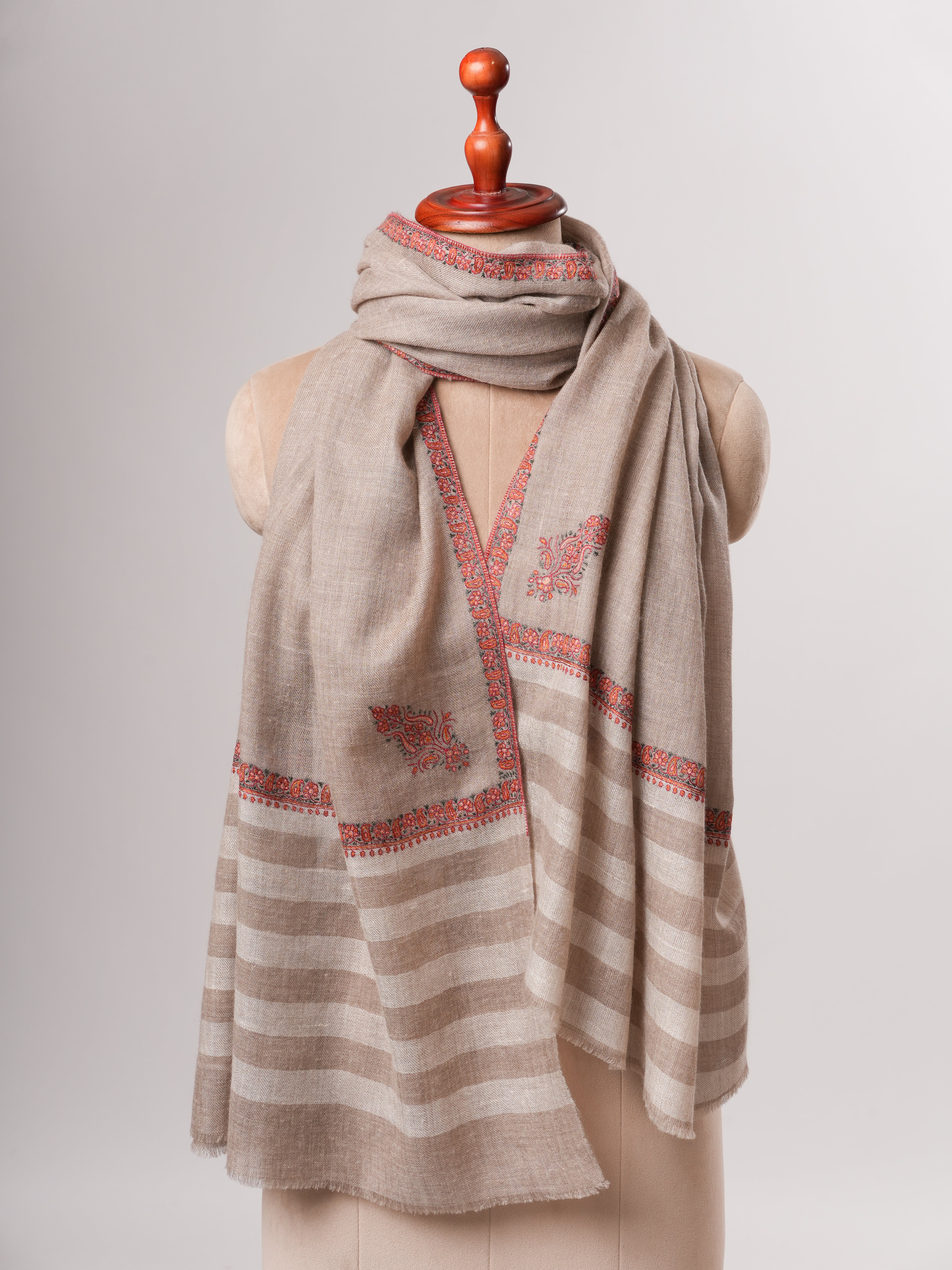 Soft Kashmiri Cashmere Scarf Featuring Fine Bail Handwork Shahkaar