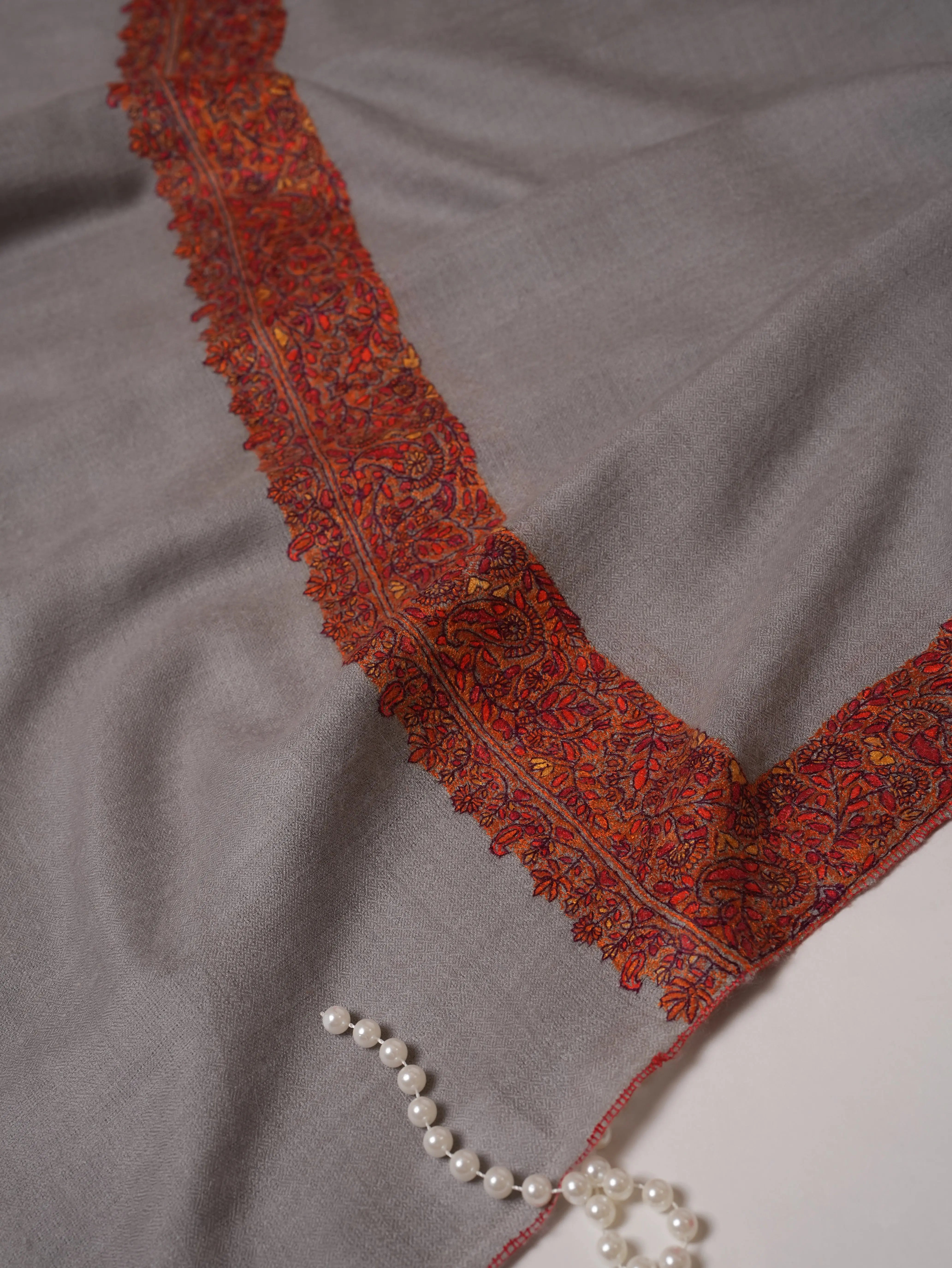 Baby Blue Pashmina Shawl with Neemdaur Hand Embroidery Shahkaar.com