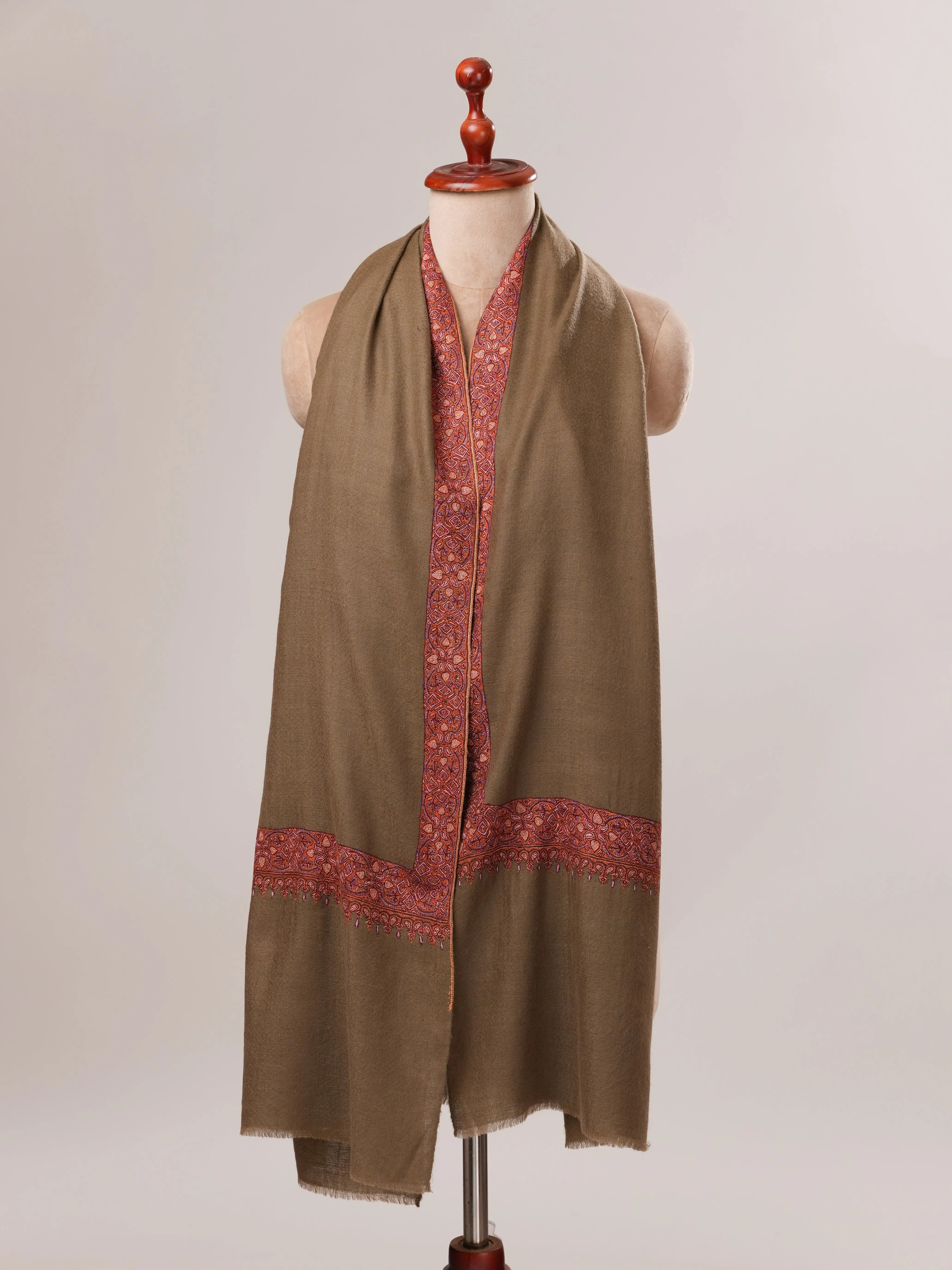 Toosh Color Pashmina Shawl with Neemdaur Hand Embroidery Shahkaar.com