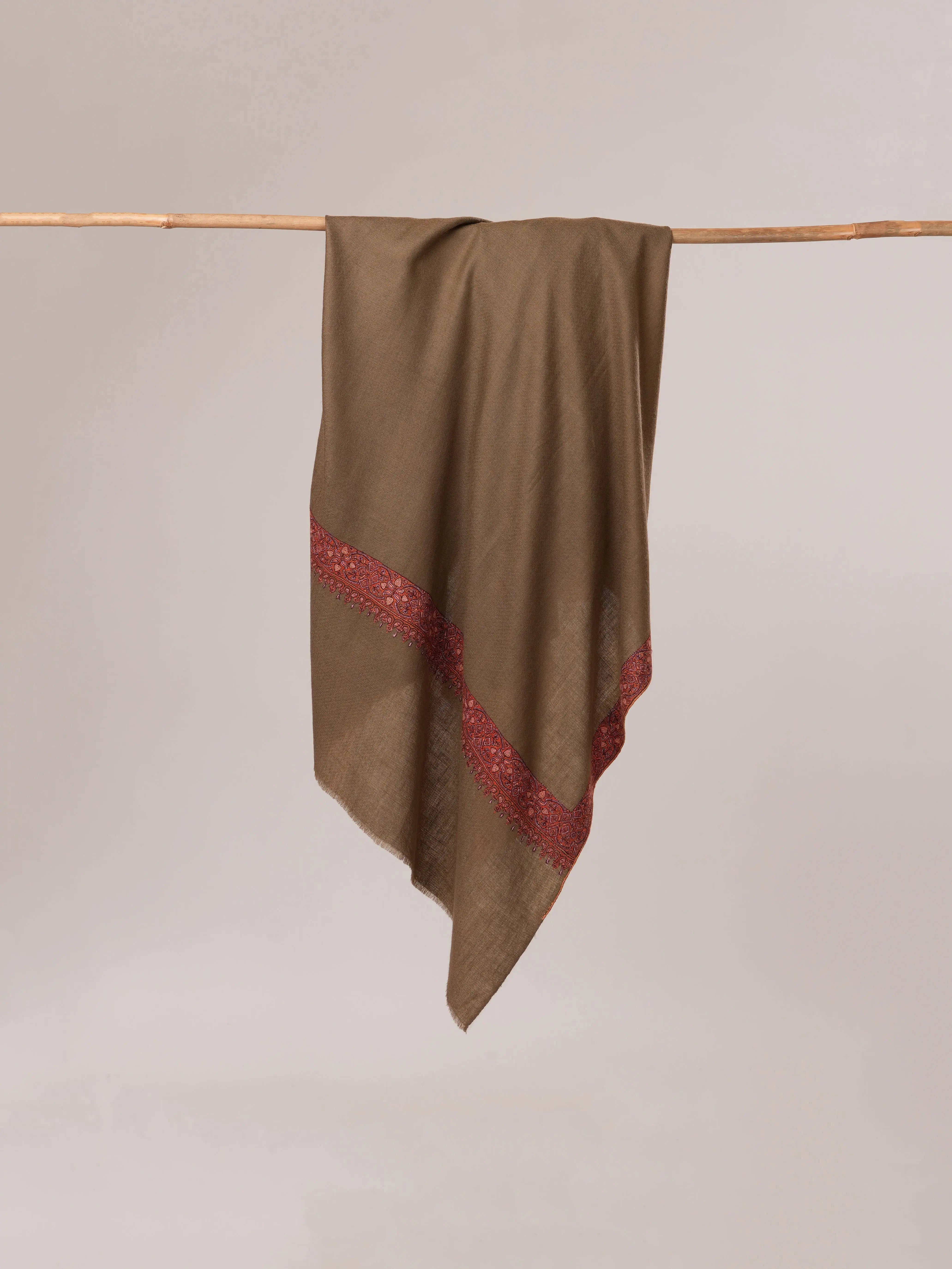 Toosh Color Pashmina Shawl with Neemdaur Hand Embroidery Shahkaar.com