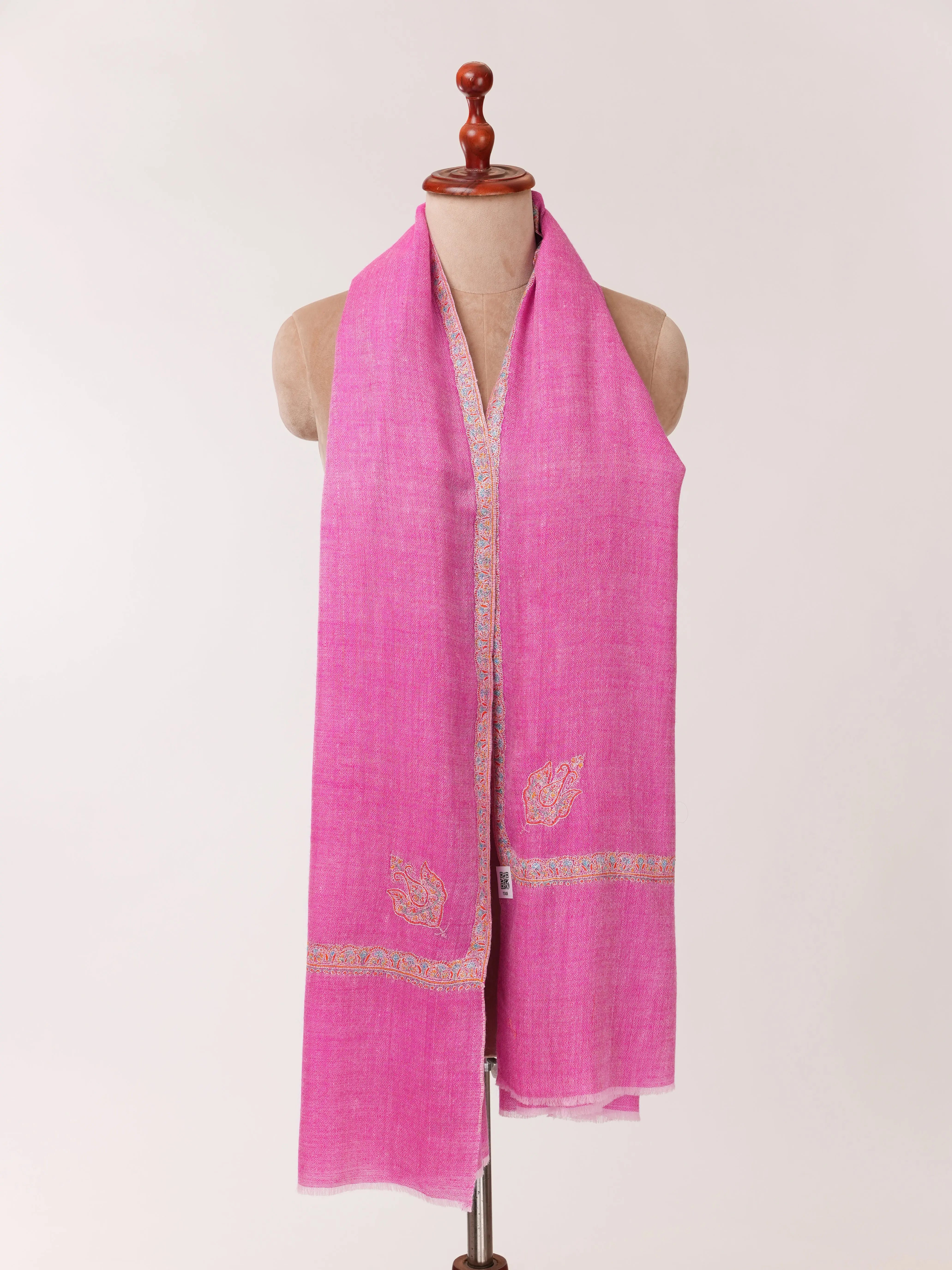 Hand Embroidered Pashmina Shawl with Hashia Embroidery Shahkaar.com