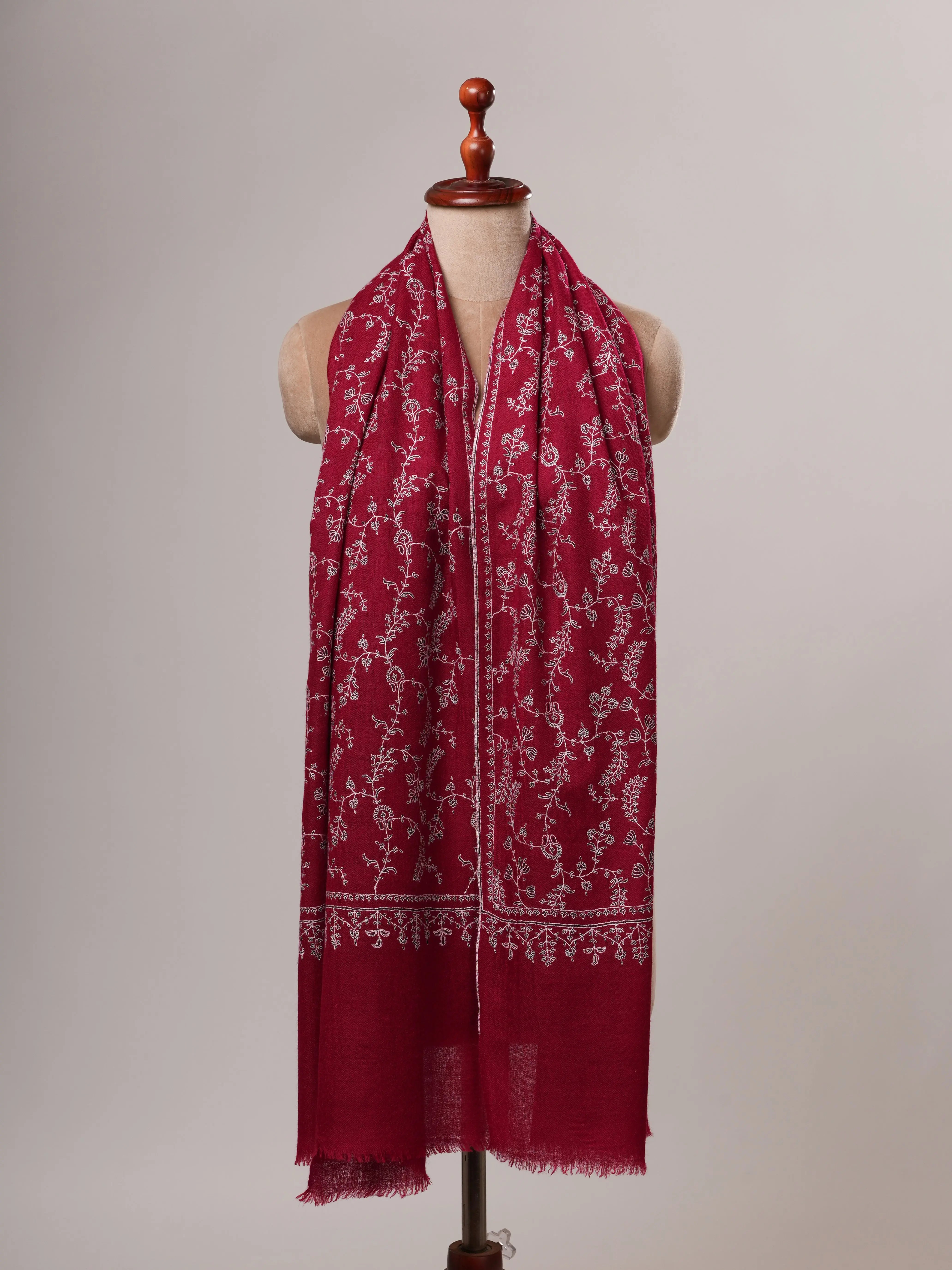 Sozni Embroidered Featherlight Handwoven Cashmere Scarf Shahkaar