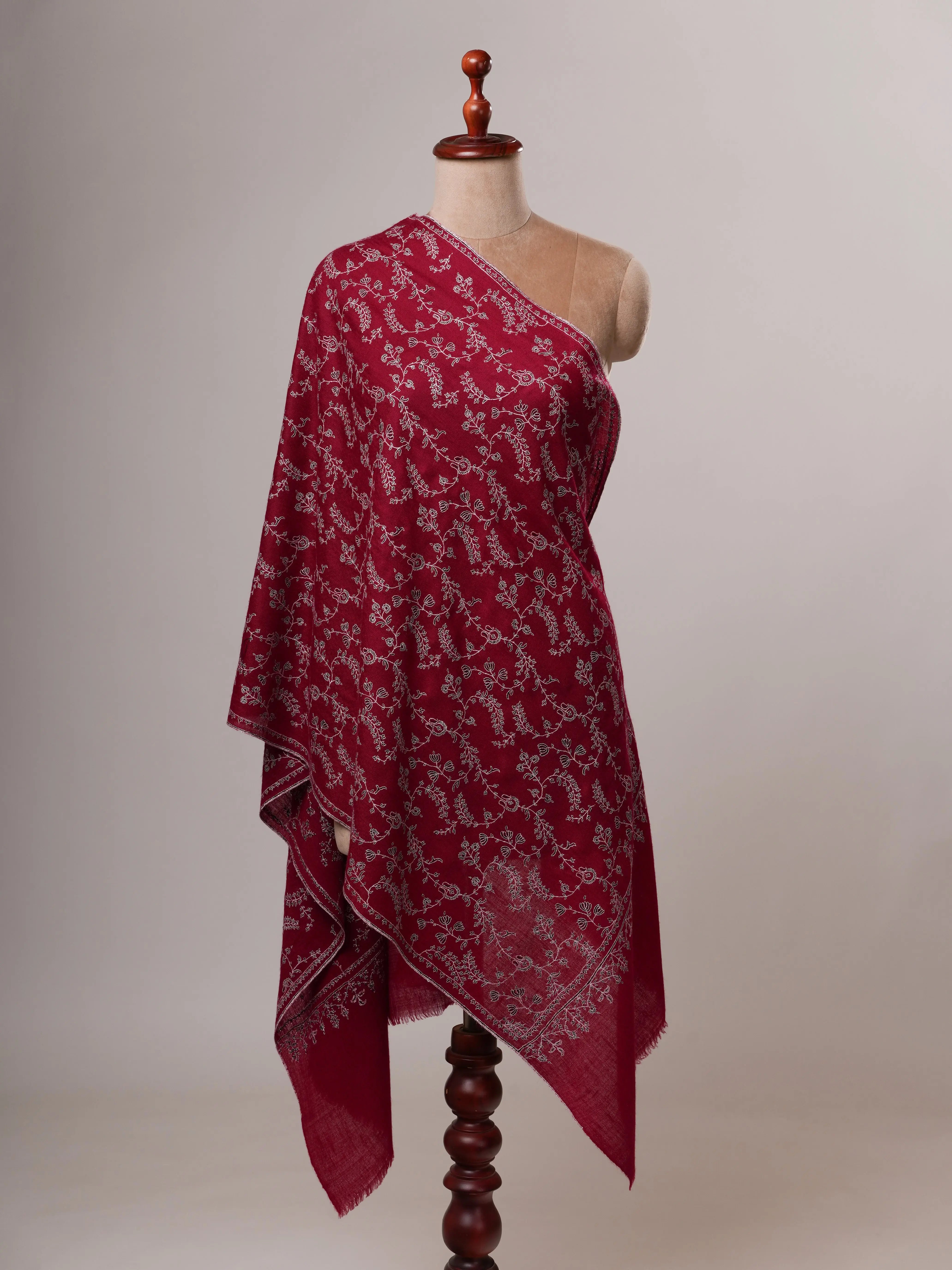 Sozni Embroidered Featherlight Handwoven Cashmere Scarf Shahkaar