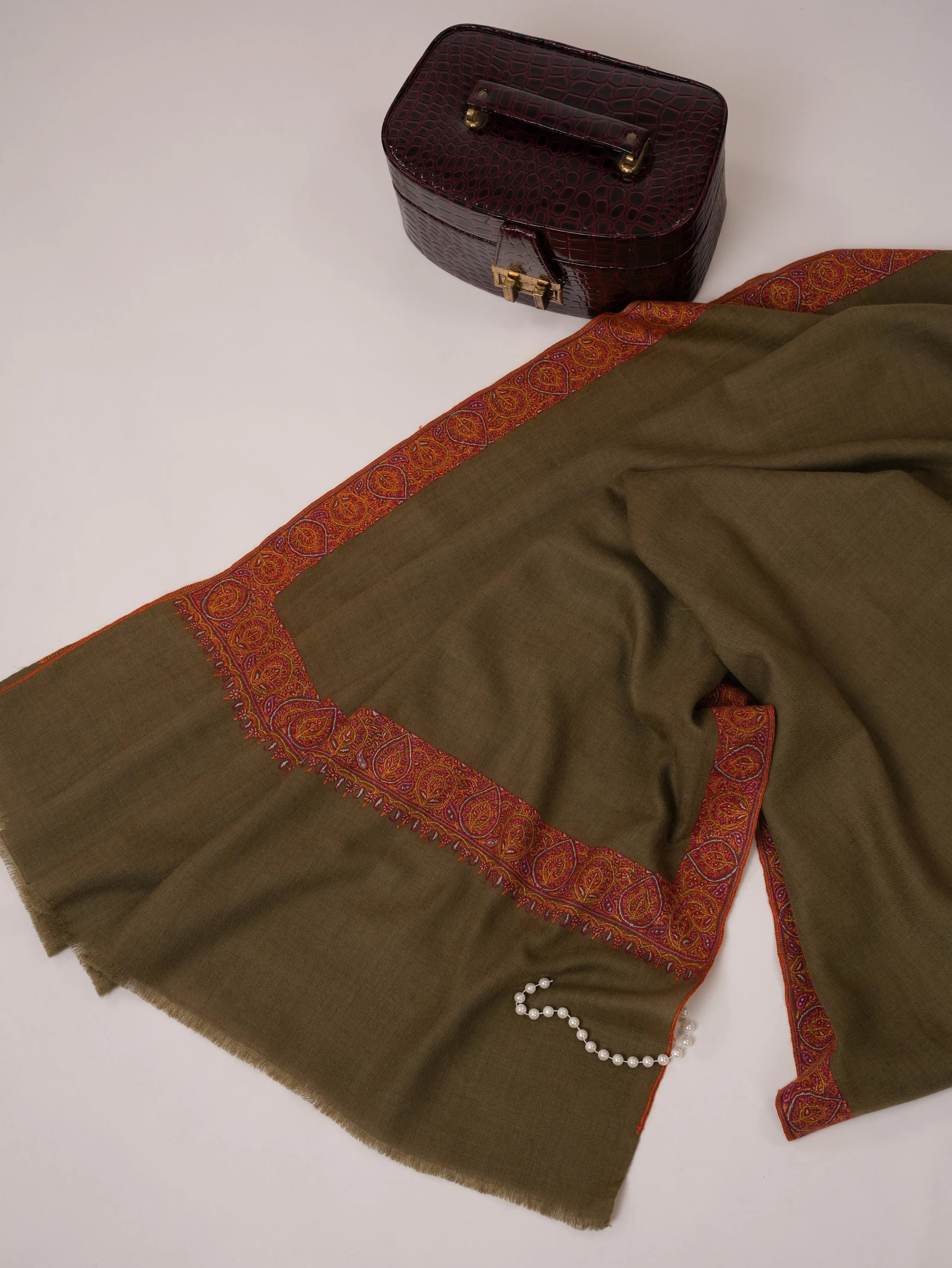 Classic Neemdaur Hand Embroidered Pure Pashmina Shawl Shahkaar.com