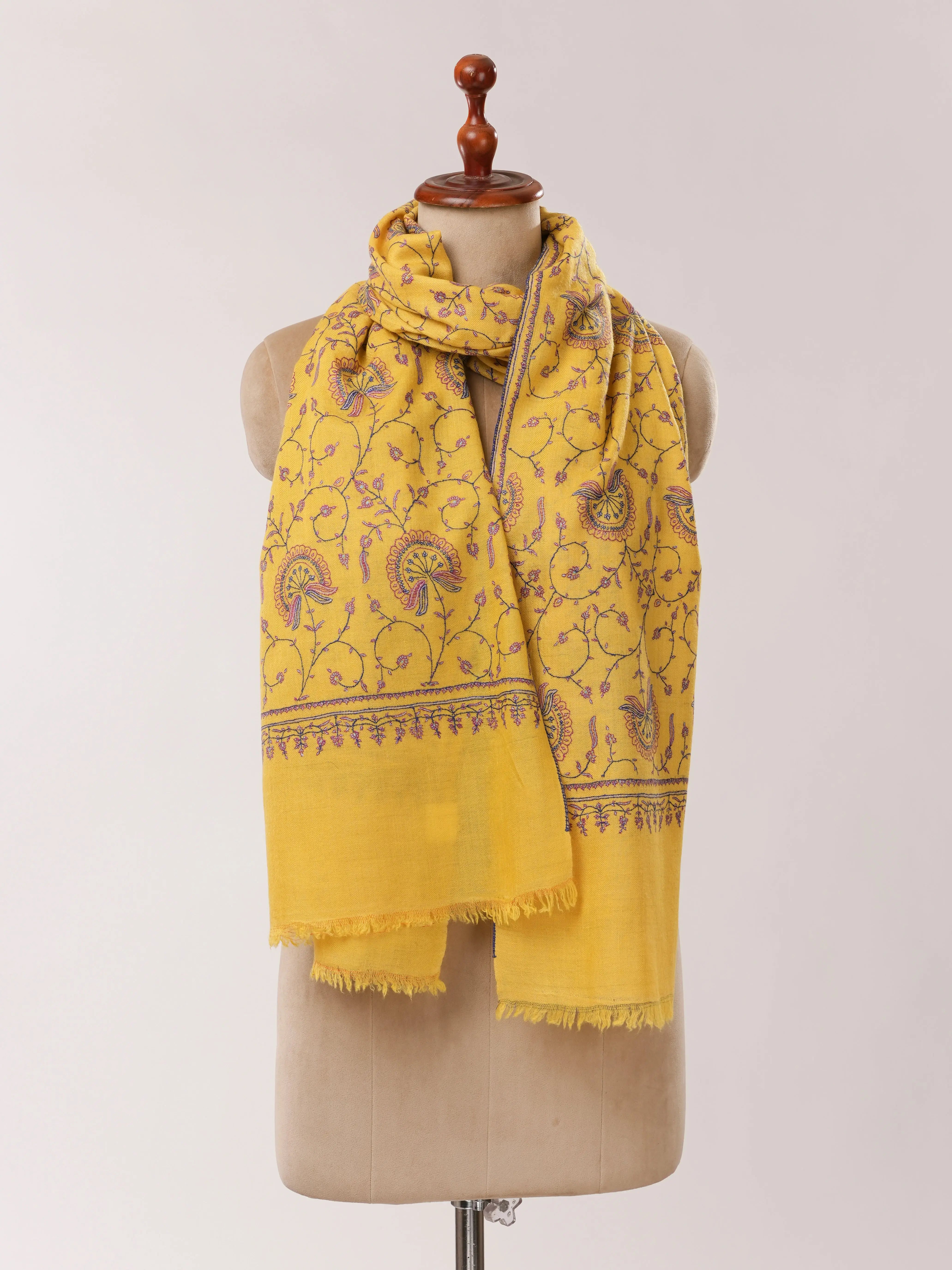 Jali Hand Embroidered Soft Cashmere Scarf Shahkaar.com