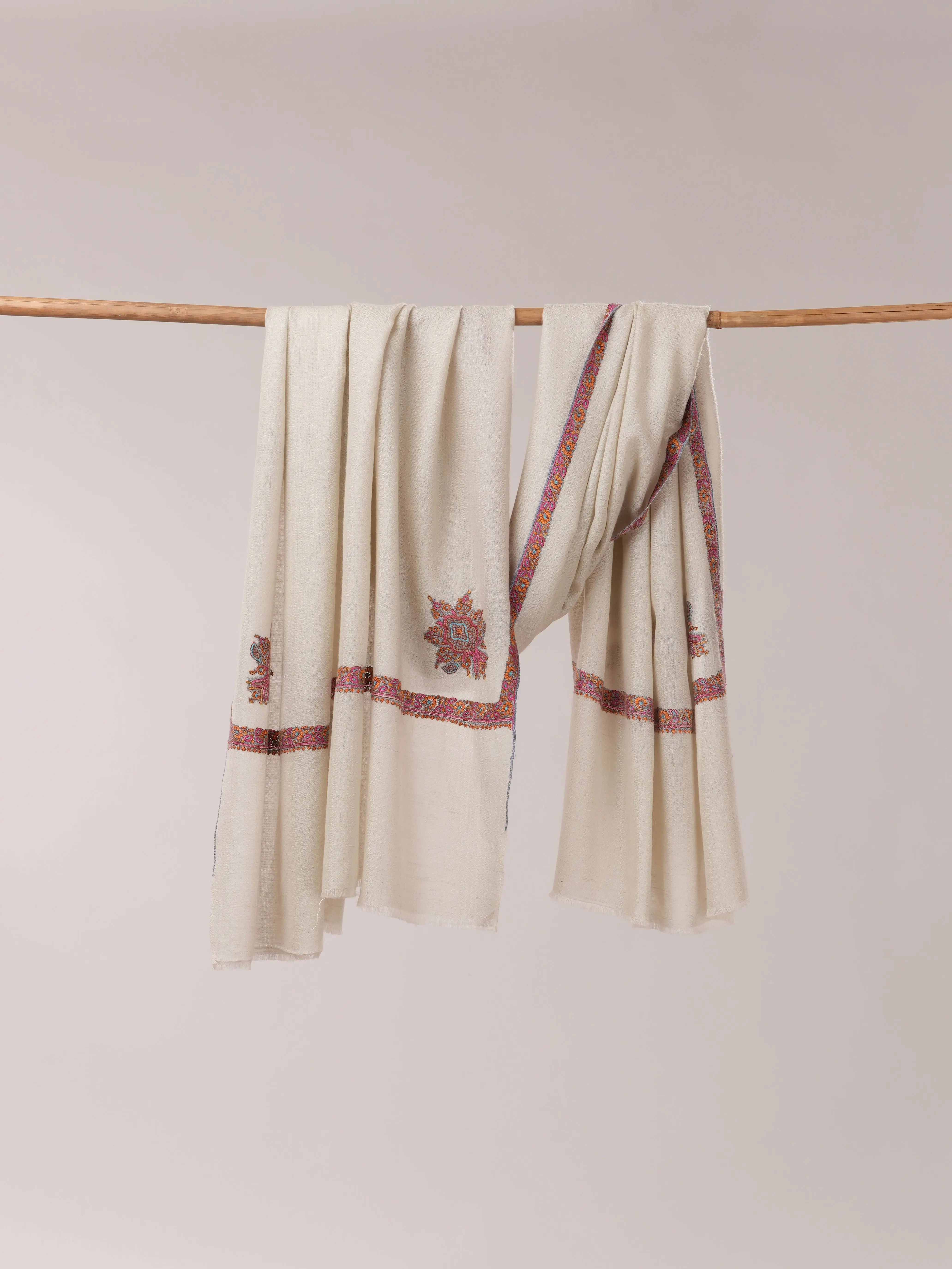 Soft Pashmina Shawl with Classic Hashia Hand Embroidery Shahkaar.com