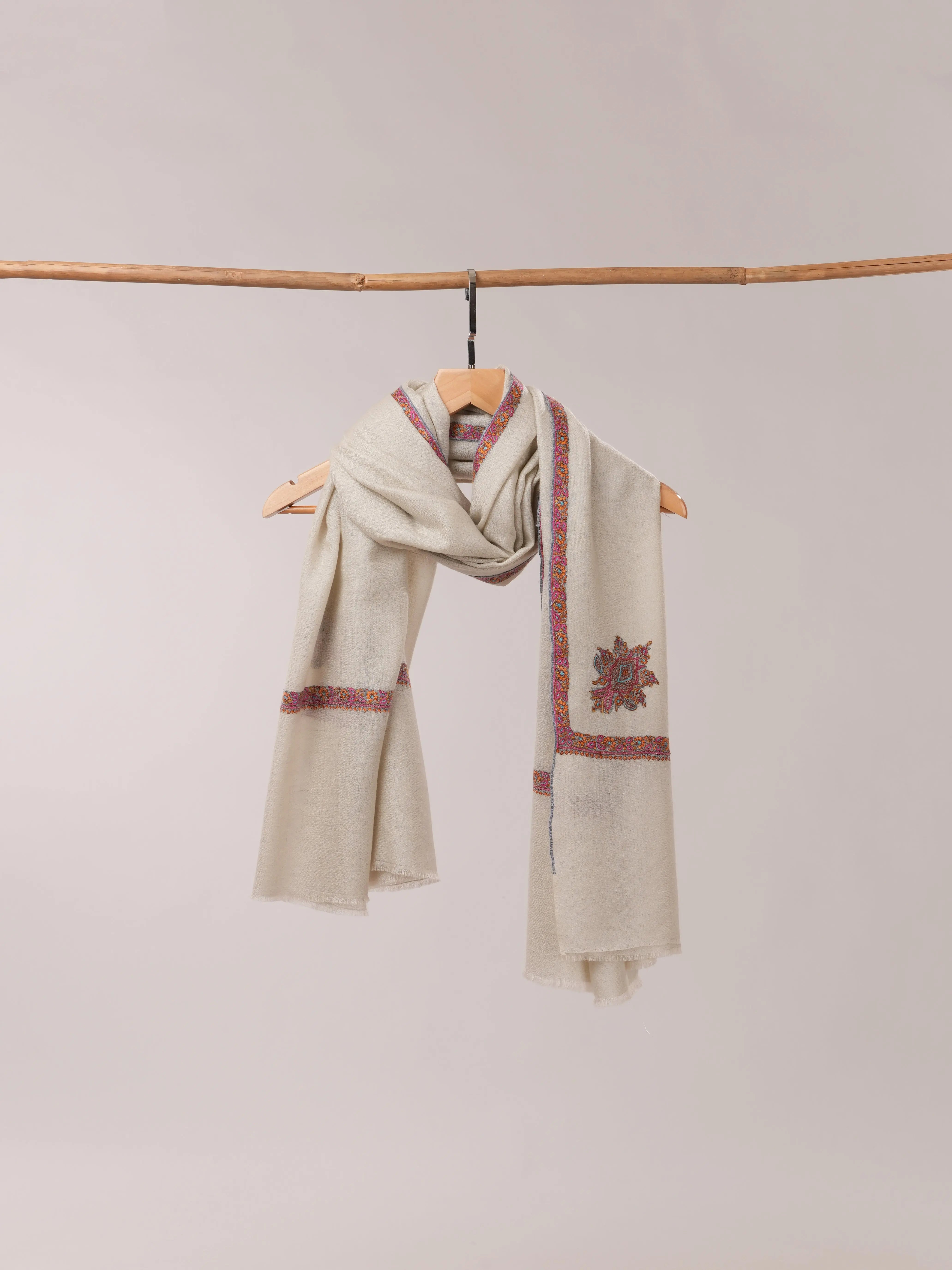 Soft Pashmina Shawl with Classic Hashia Hand Embroidery Shahkaar.com