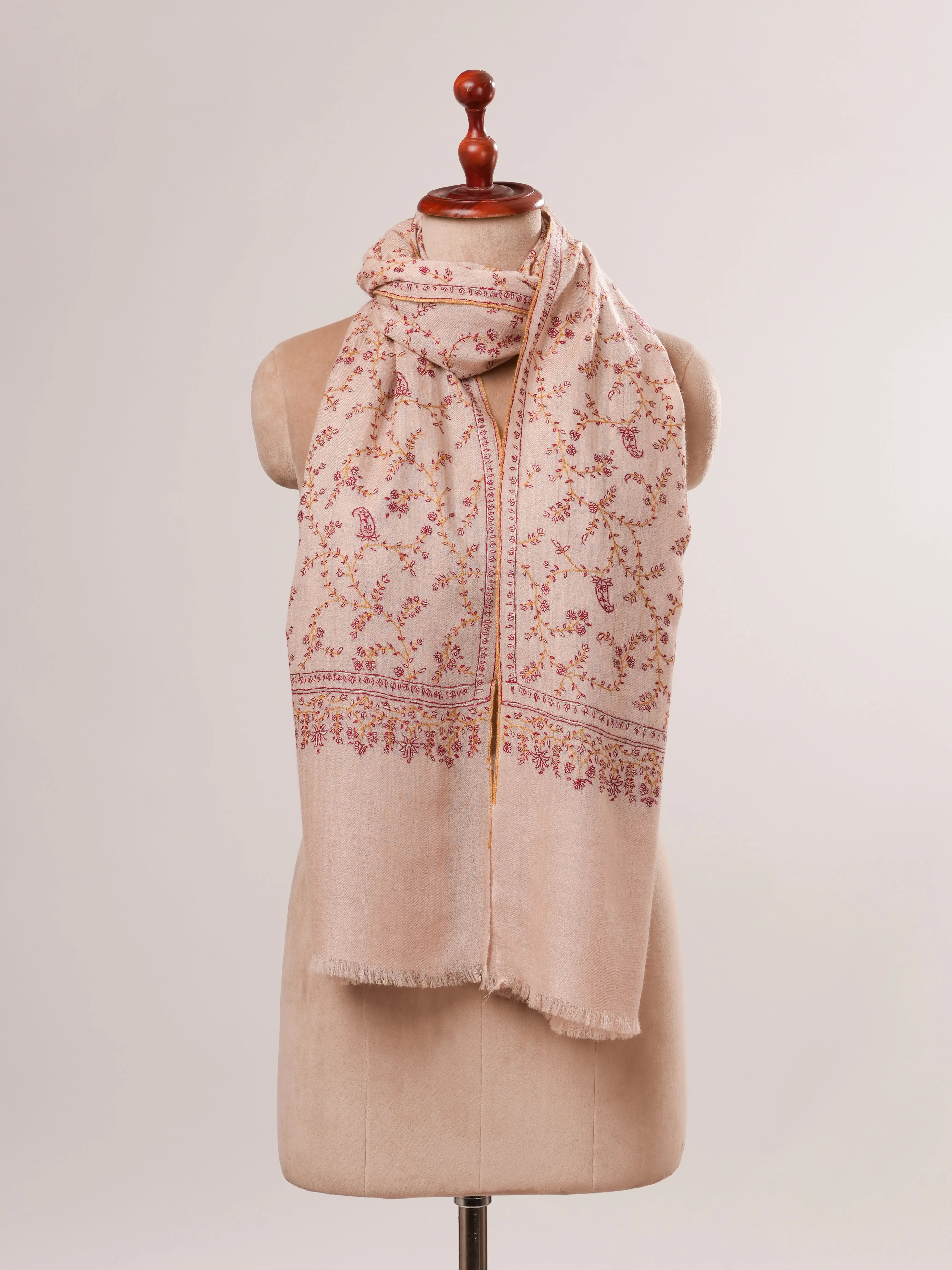 Hand Embroidered Soft Indian Cashmere Scarf Shahkaar.com
