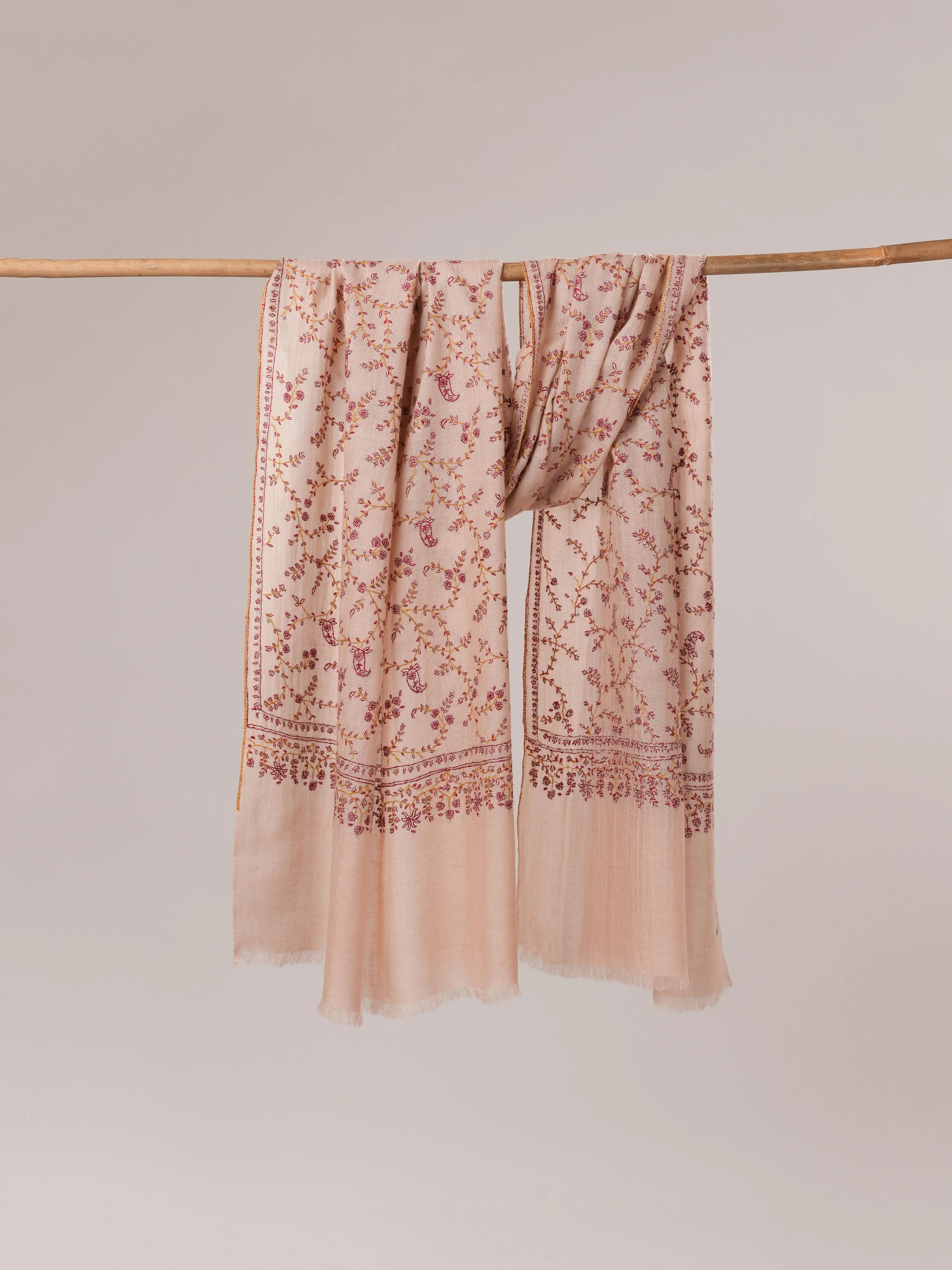Hand Embroidered Soft Indian Cashmere Scarf Shahkaar.com
