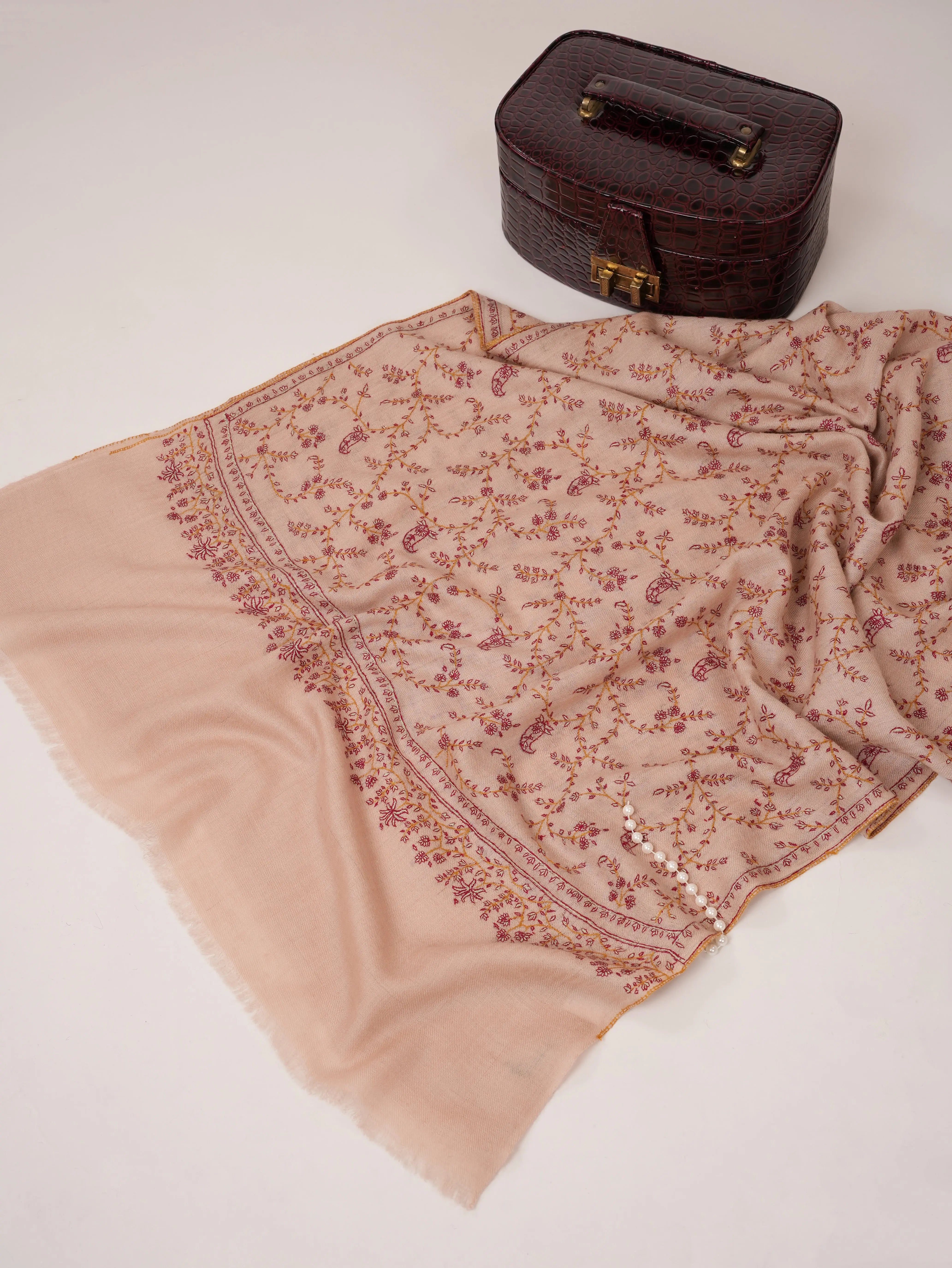 Hand Embroidered Soft Indian Cashmere Scarf Shahkaar.com