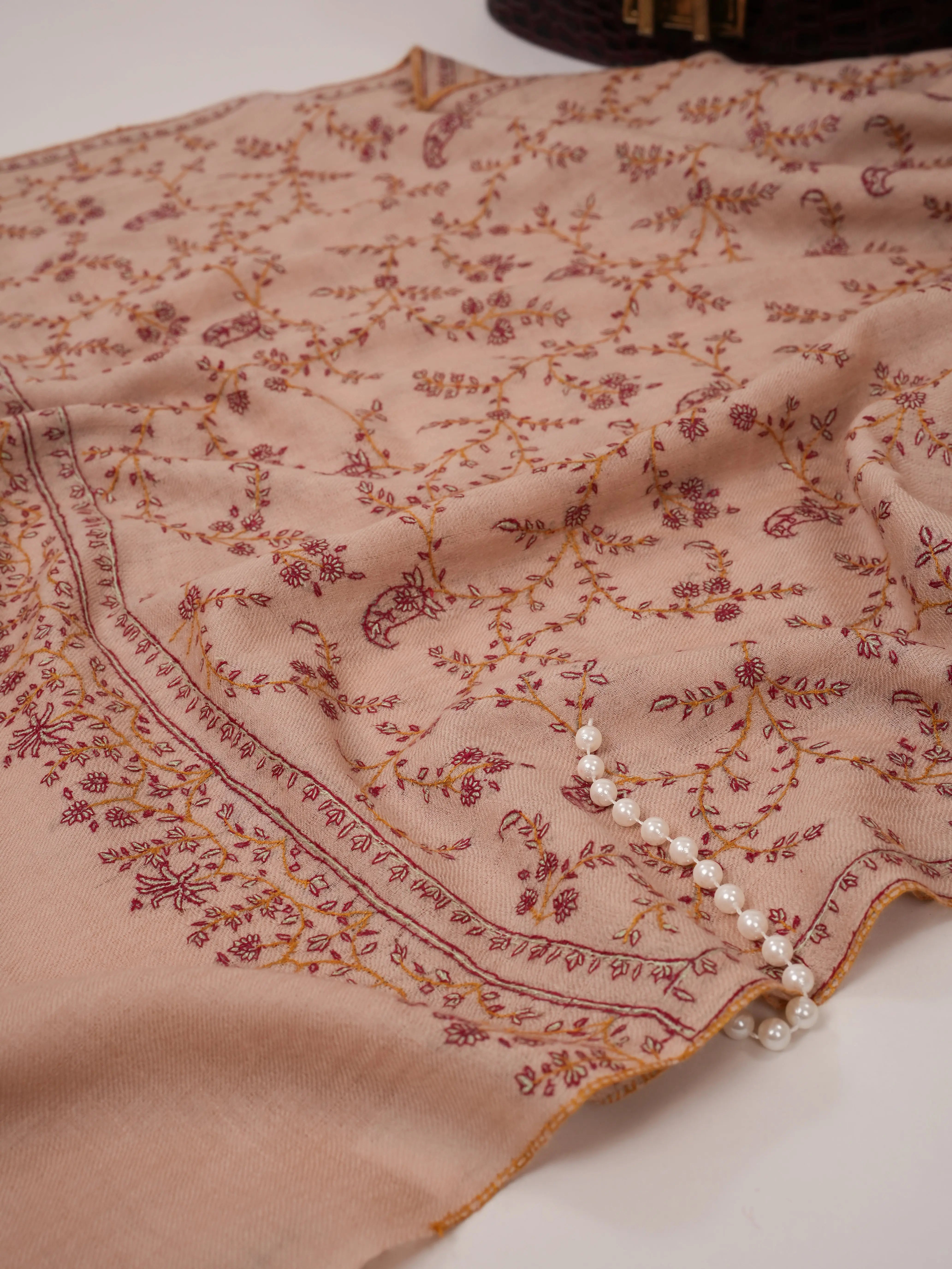 Hand Embroidered Soft Indian Cashmere Scarf Shahkaar.com