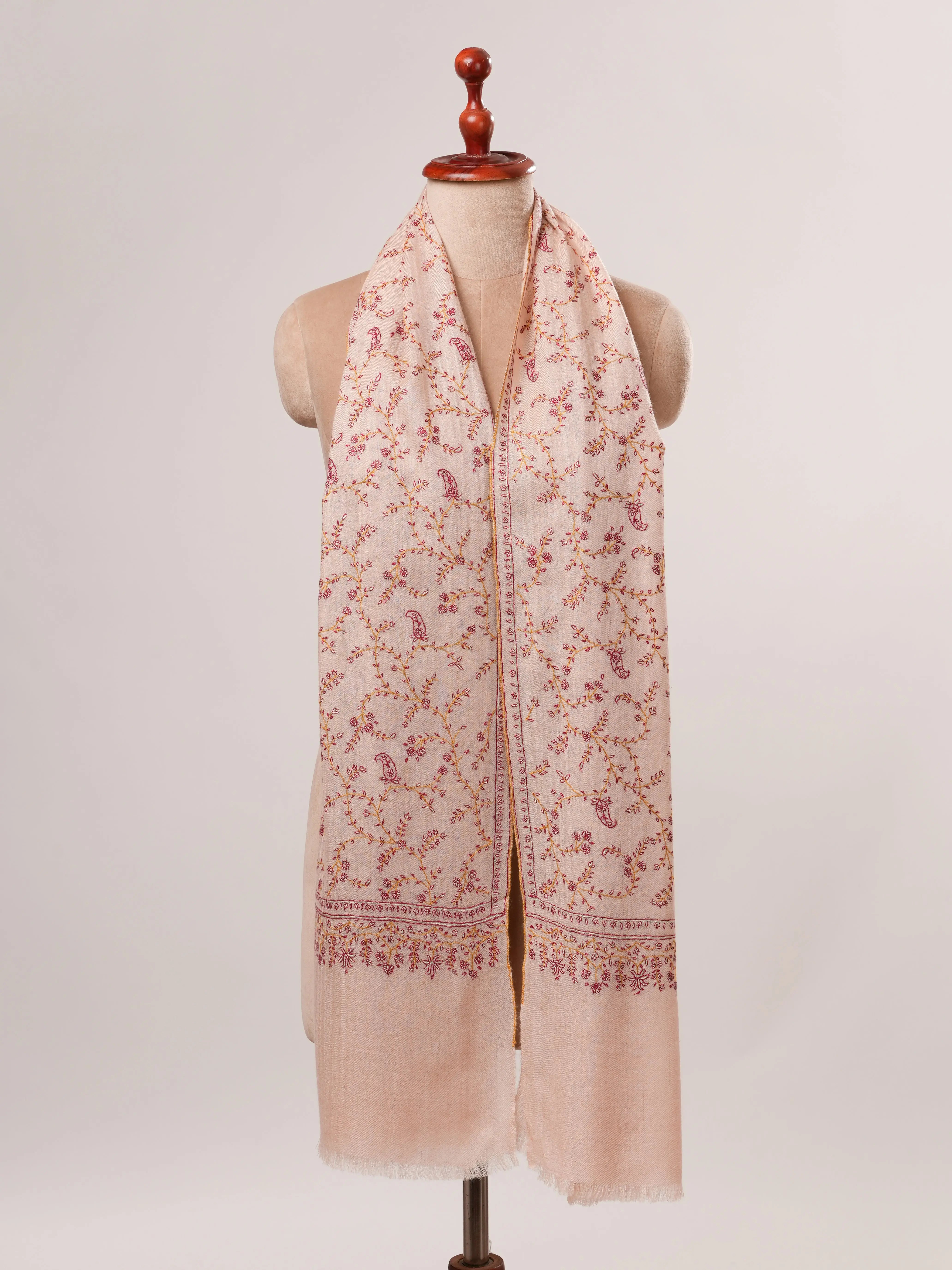 Hand Embroidered Soft Indian Cashmere Scarf Shahkaar.com