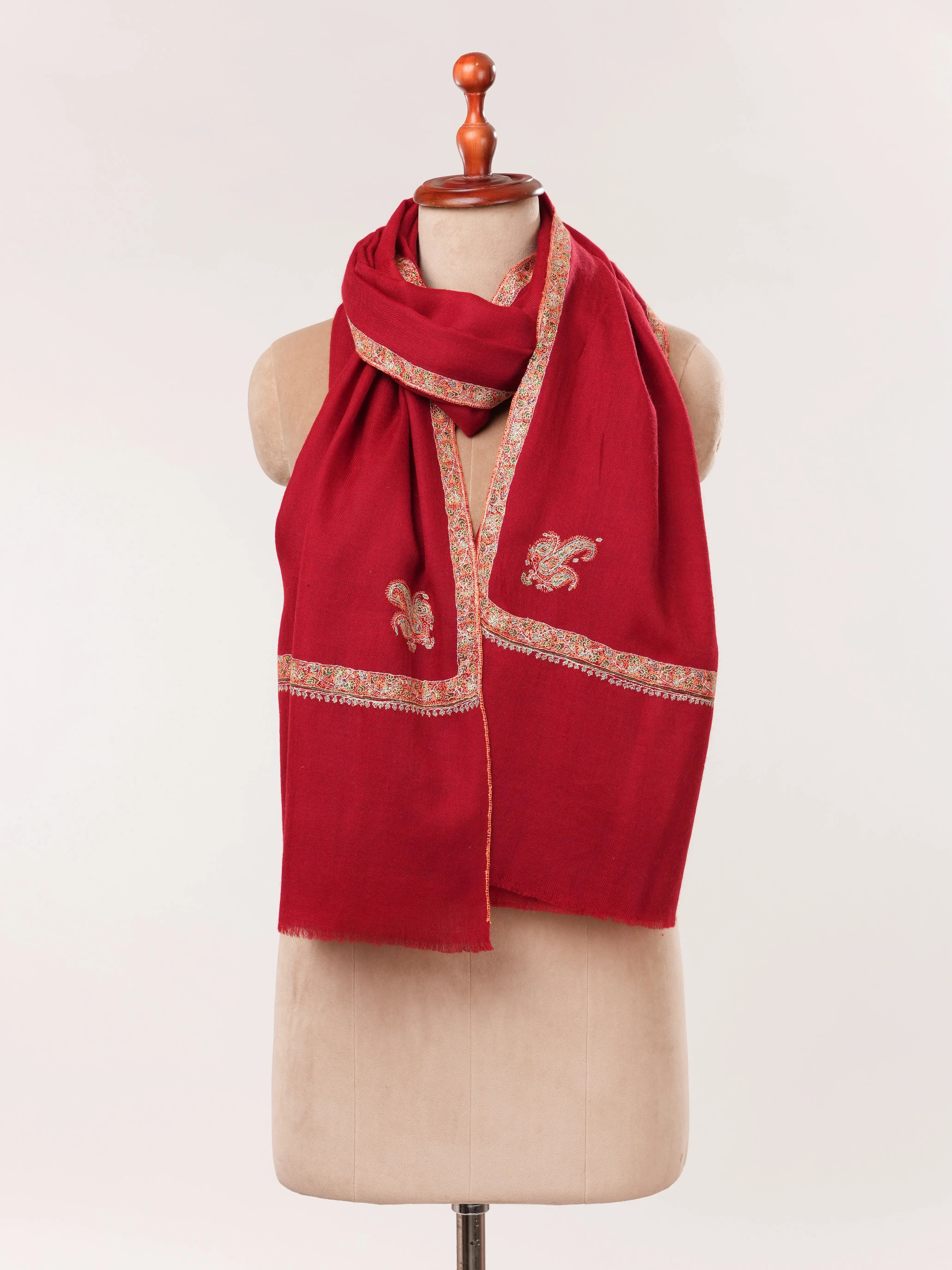 Hashia Hand Embroidered Featherlight Cashmere Scarf Shahkaar.com