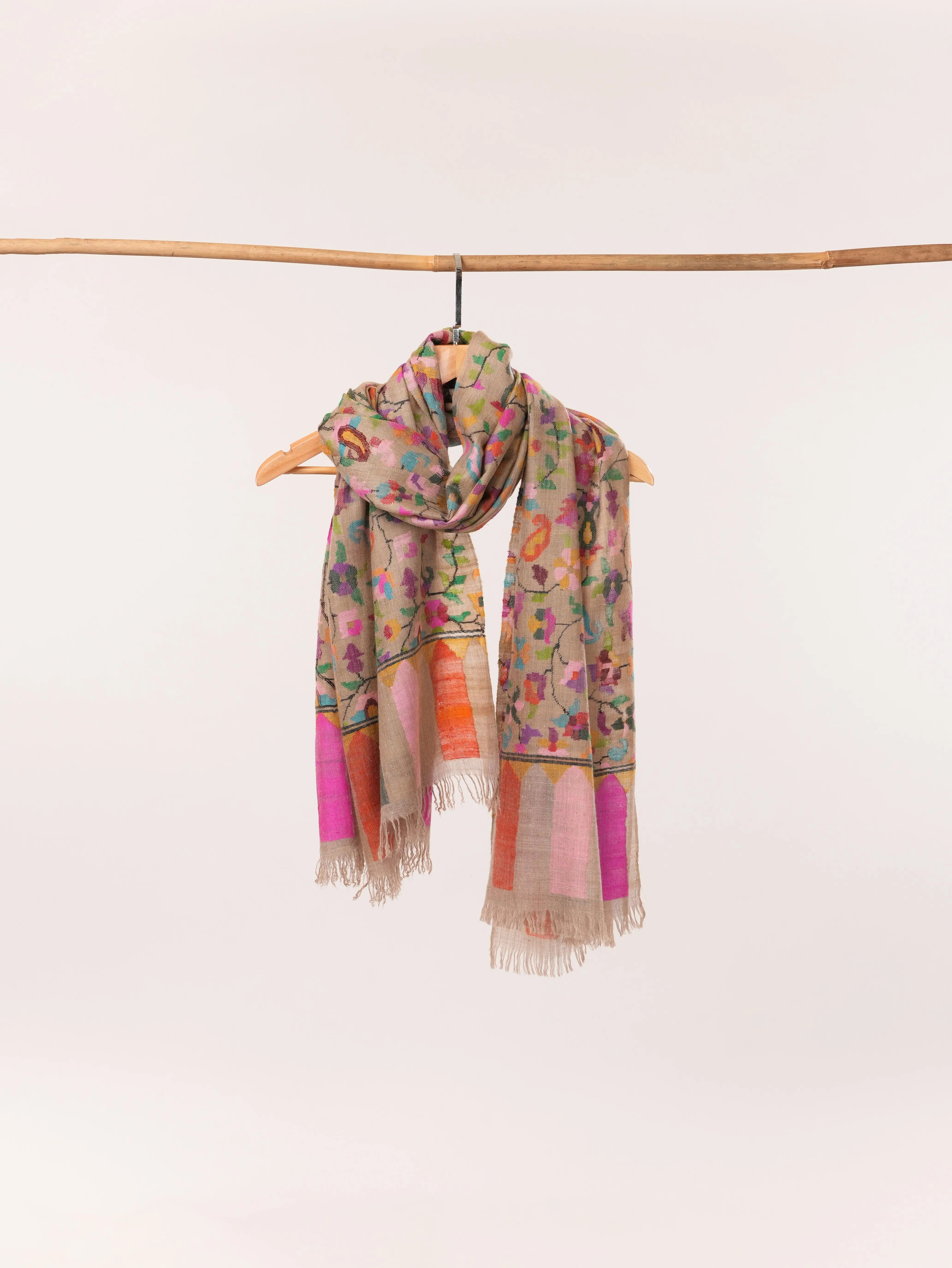 Handcrafted Classic Kani Handwoven Kashmiri Scarf in Pure Cashmere Shahkaar.com